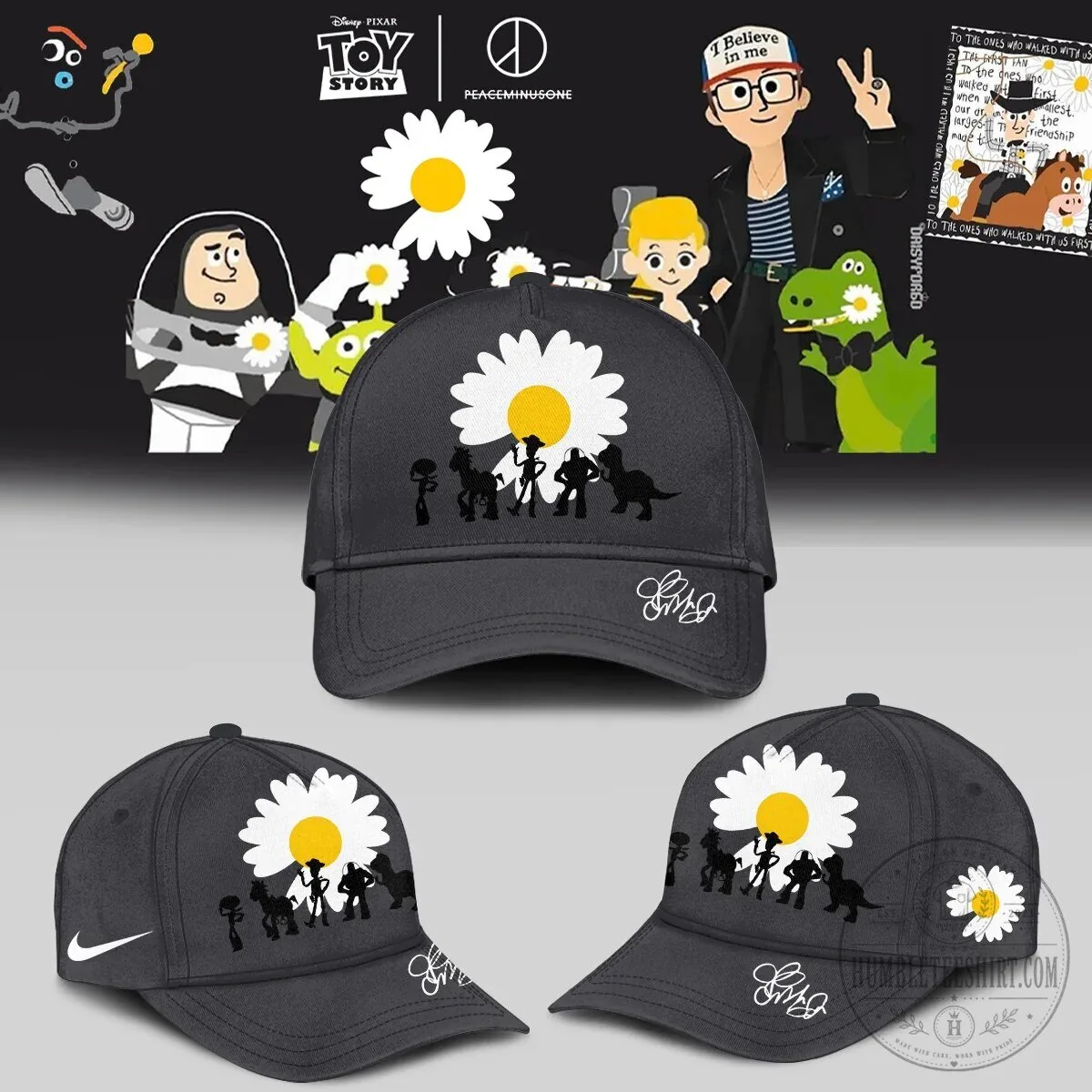 Toy Story Woody Peaceminusone Daisy Flower Black Zip Hoodie