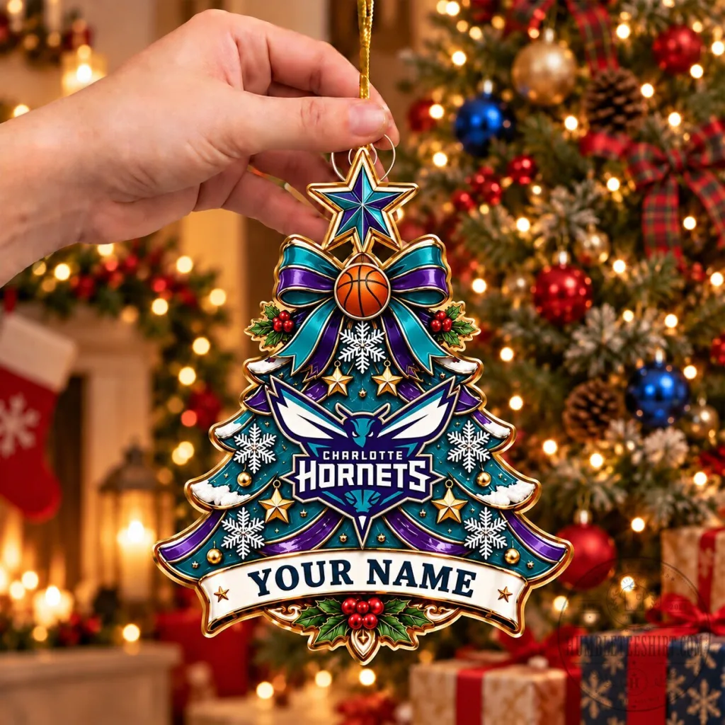 Charlotte Hornets Basketball Team Christmas Tree Ornament Charlotte Hornets Basketball Team Christmas Tree Ornament