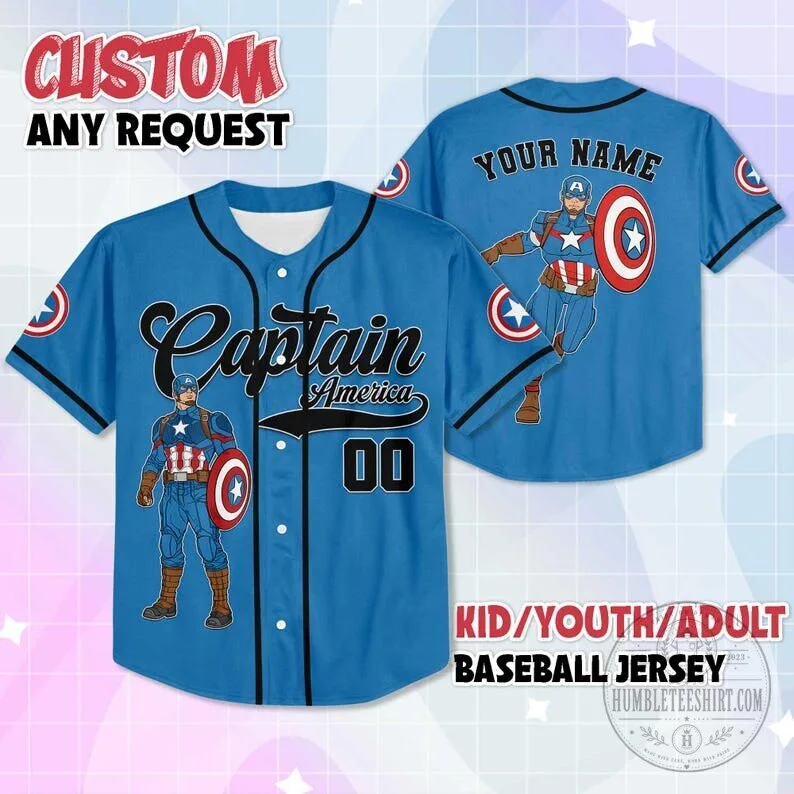 Captain America Marvel Comics Superhero Baseball Jersey
