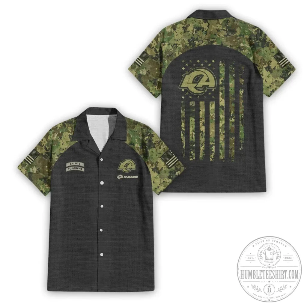 Camouflage Hawaiian Shirt for Los Angeles Rams Salute To Service Camouflage Hawaiian Shirt for Los Angeles Rams Salute To Service
