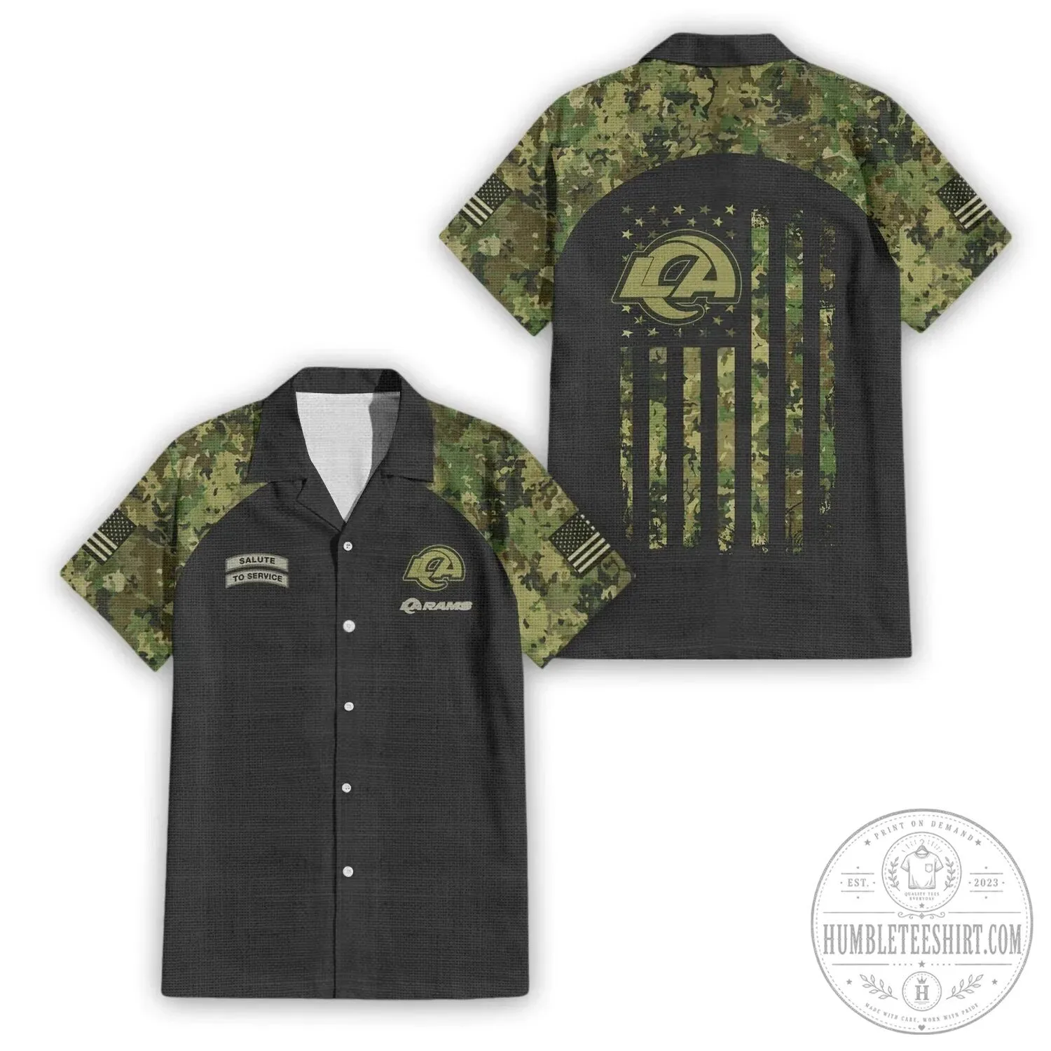 Camouflage Hawaiian Shirt for Los Angeles Rams Salute To Service