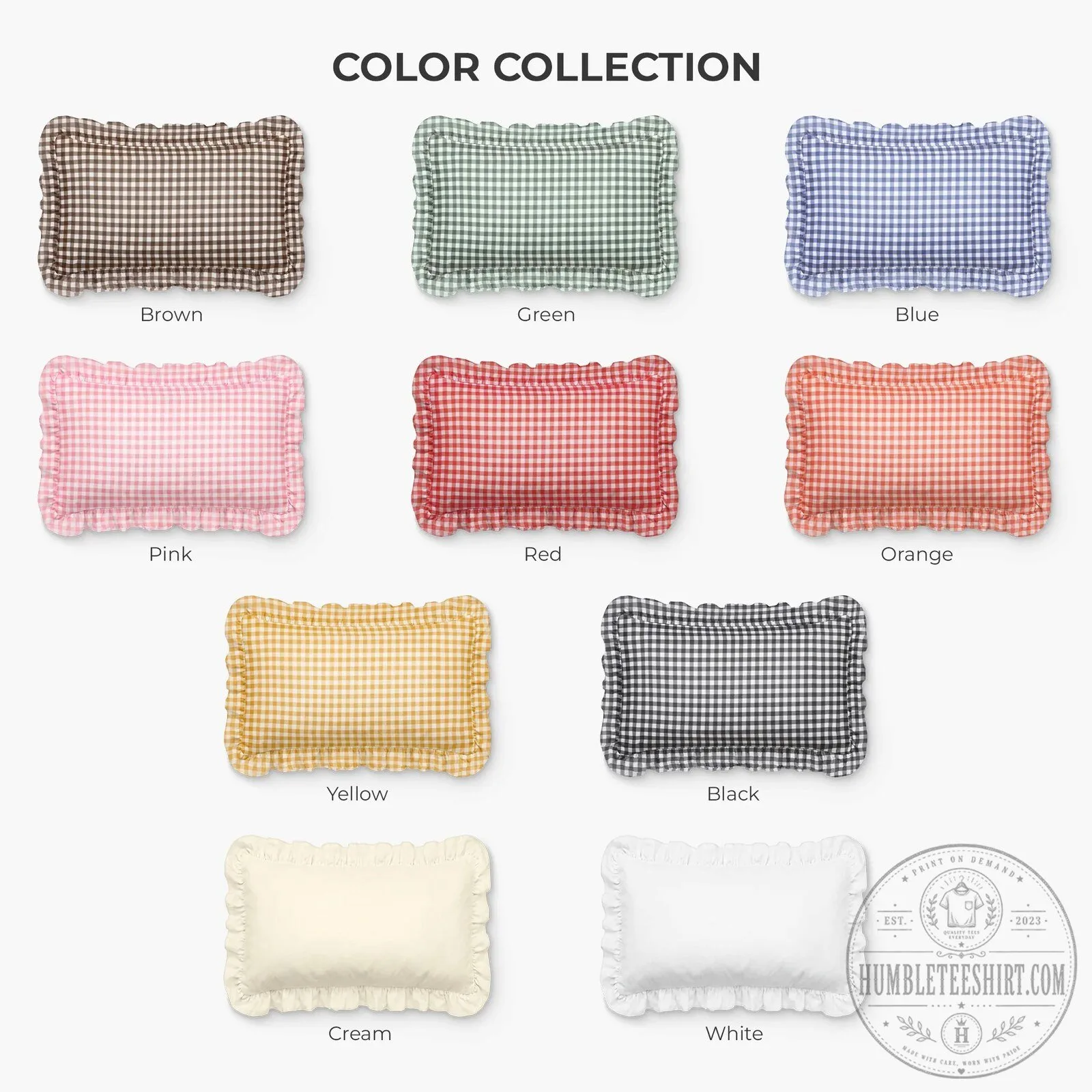 Personalized Christmas Initial E Emma Gingham Ruffle Pillow 15 Personalized Christmas Initial E Emma Gingham Ruffle Pillow