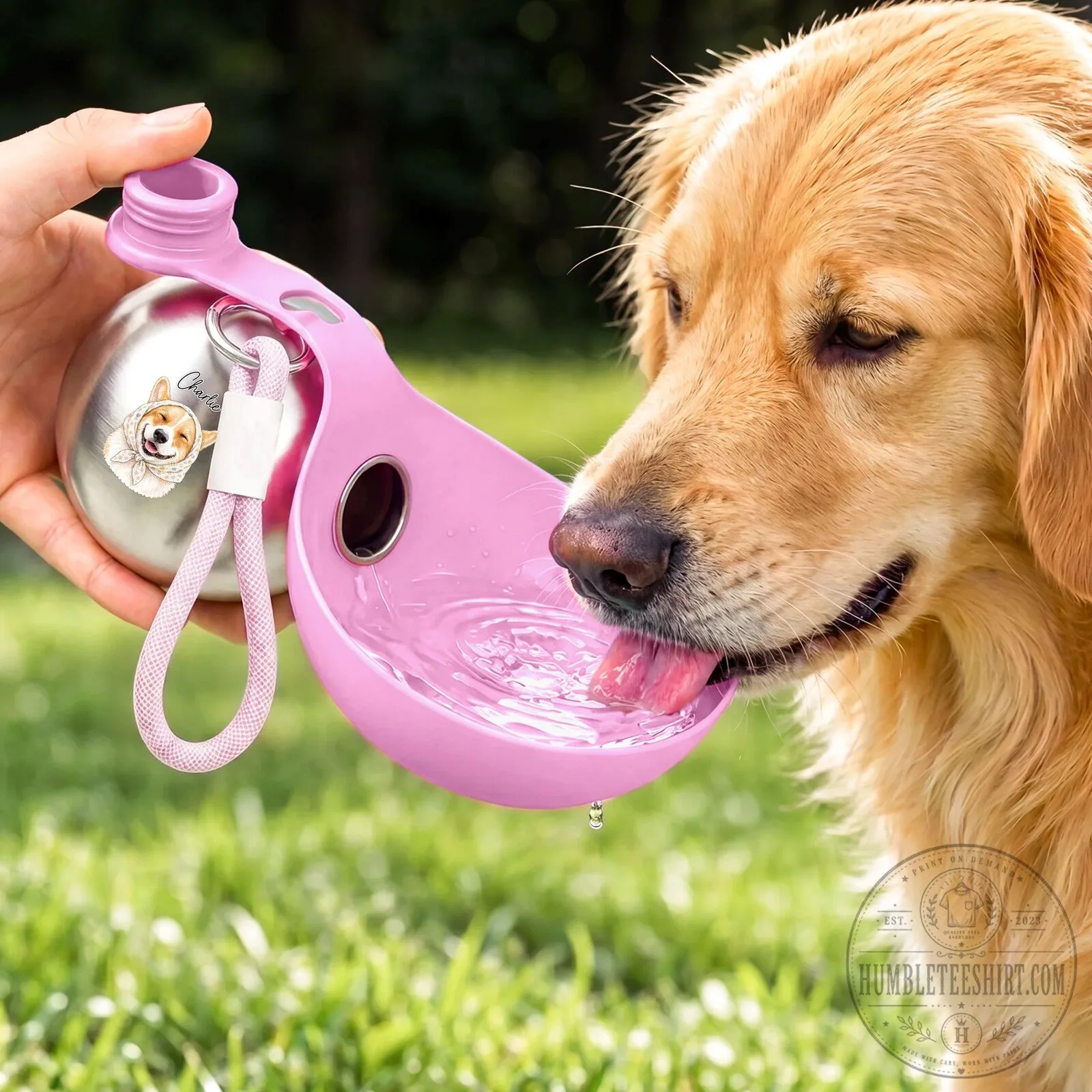 Personalized Golden Retriever Pet Portrait Water Bottle 10 Personalized Golden Retriever Pet Portrait Water Bottle