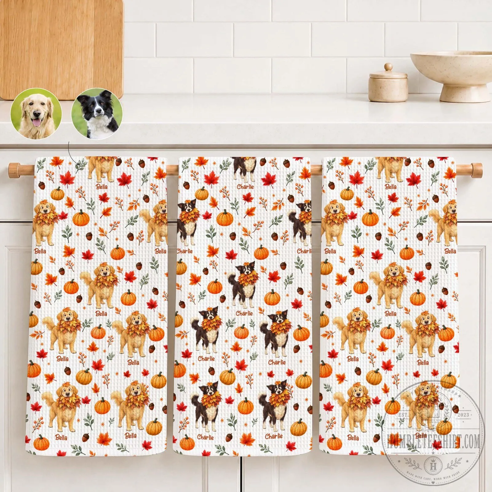 Personalized Golden Retriever Fall Pumpkin Pet Photo Kitchen Towel 8 Personalized Golden Retriever Fall Pumpkin Pet Photo Kitchen Towel