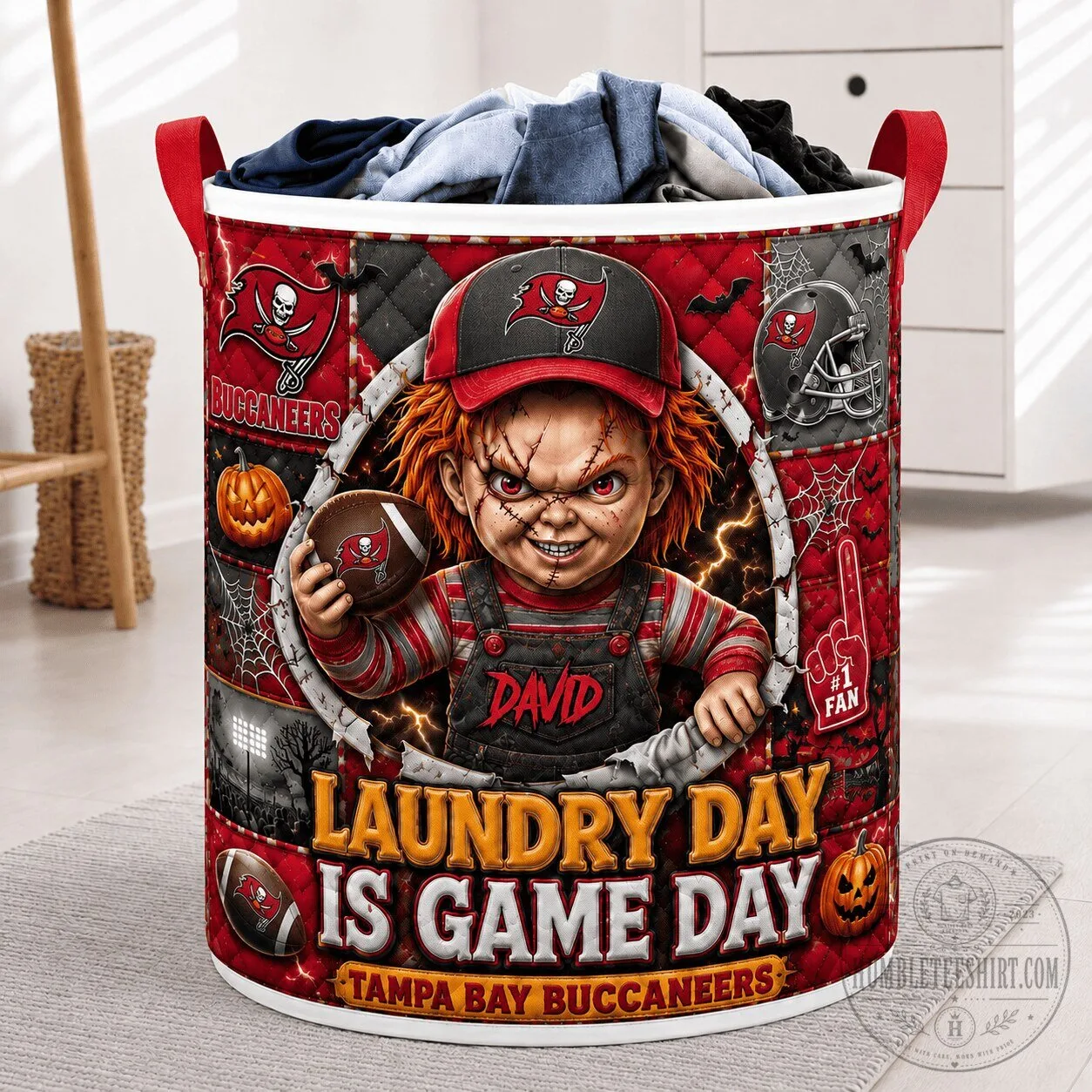 Tampa Bay Buccaneers Chucky Laundry Day Is Game Day Personalized Laundry Basket