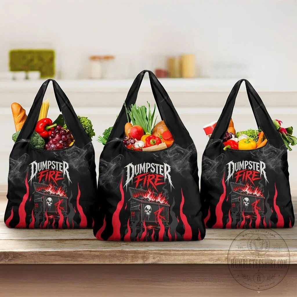 Dumpster Fire Everything Is Fine Reusable Grocery Shopping Bag 12 Dumpster Fire Everything Is Fine Reusable Grocery Shopping Bag