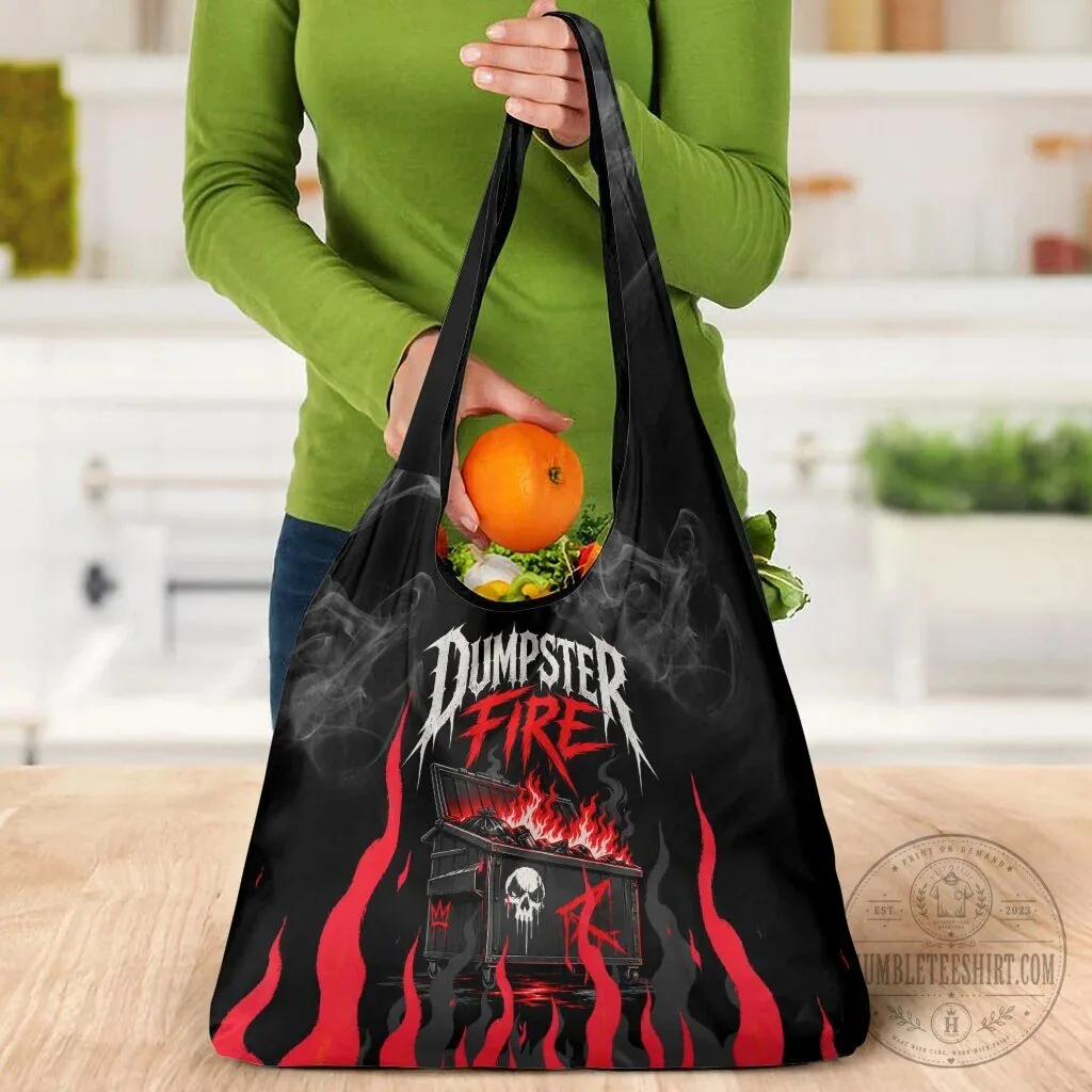 Dumpster Fire Everything Is Fine Reusable Grocery Shopping Bag 15 Dumpster Fire Everything Is Fine Reusable Grocery Shopping Bag