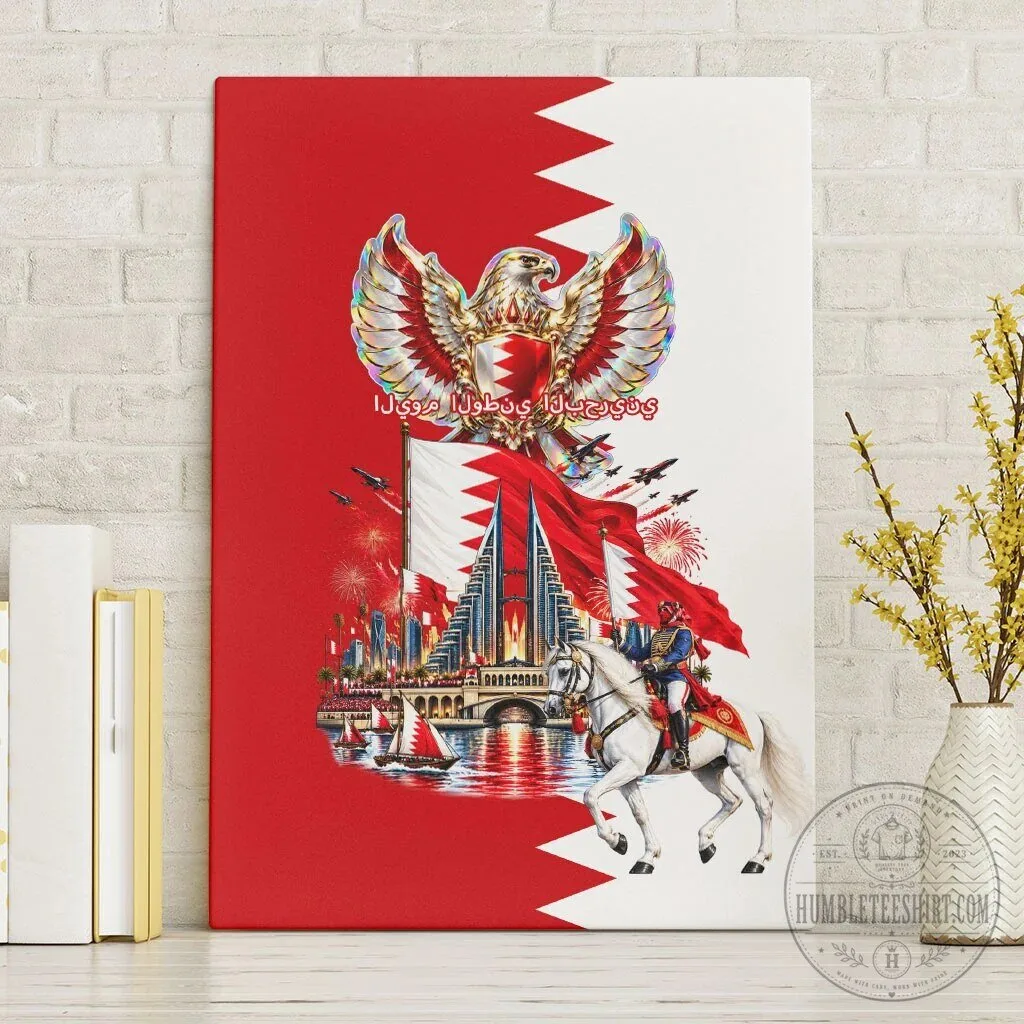 Bahrain National Day Cultural Emblem Flag Horse Knight Canvas Wall Art