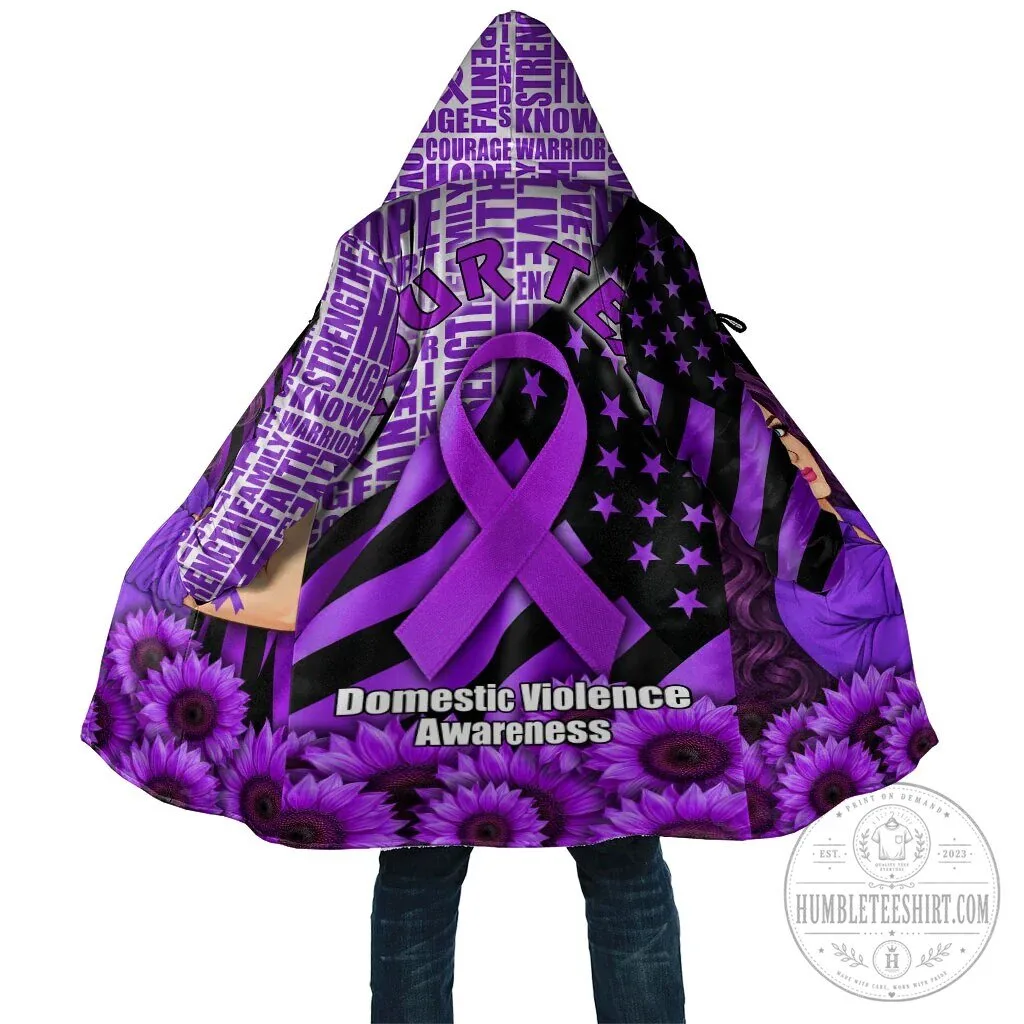 Domestic Violence Awareness Purple Ribbon Sunflower Flag Cloak
