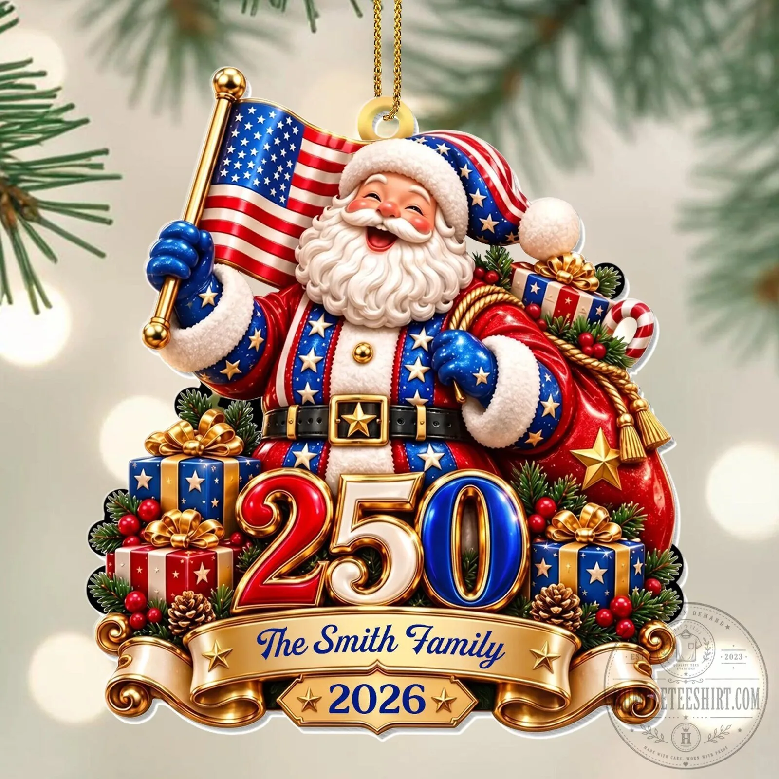 Personalized Patriotic Santa Claus American Flag Christmas Tree Ornament 13 Personalized Patriotic Santa Claus American Flag Christmas Tree Ornament