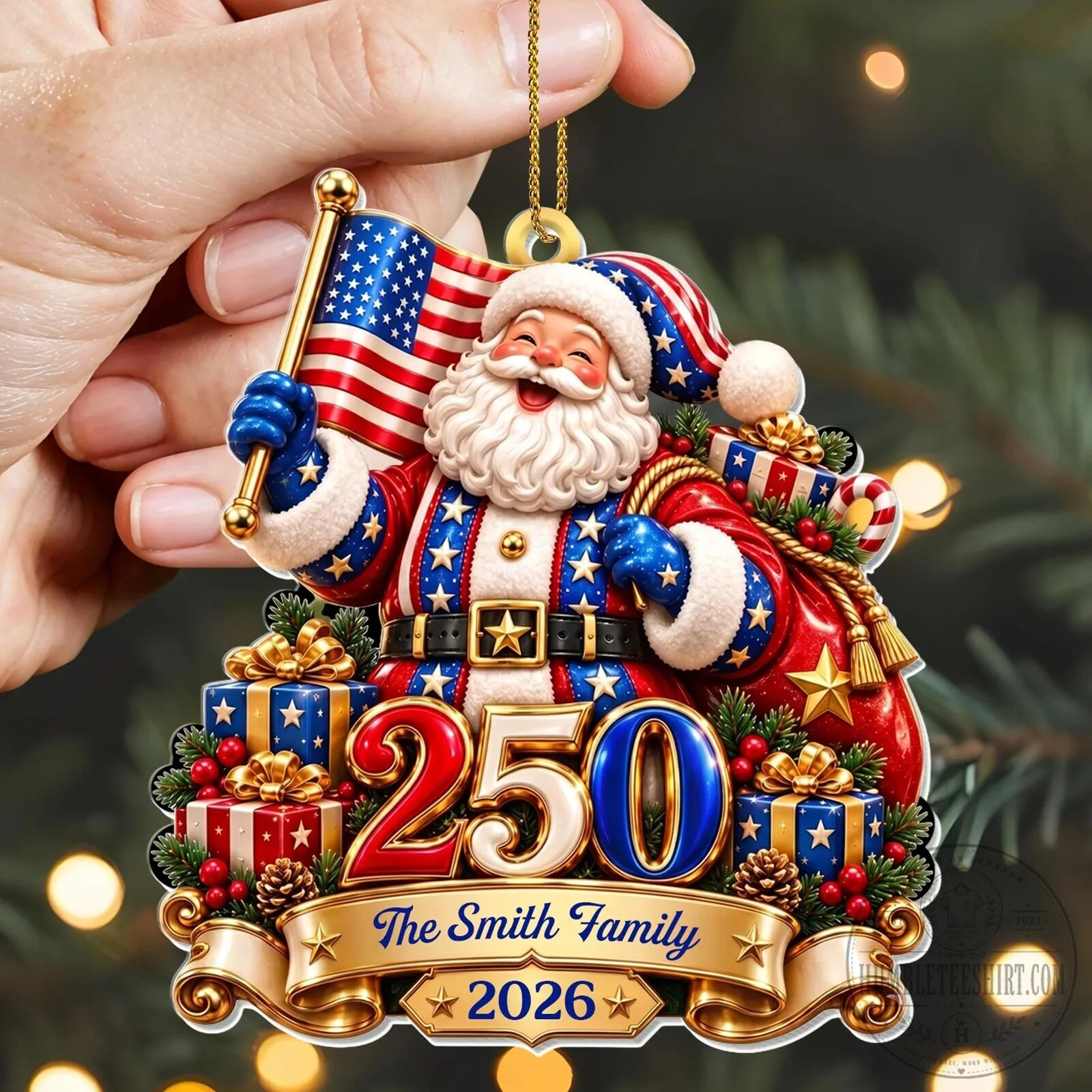 Personalized Patriotic Santa Claus American Flag Christmas Tree Ornament 15 Personalized Patriotic Santa Claus American Flag Christmas Tree Ornament