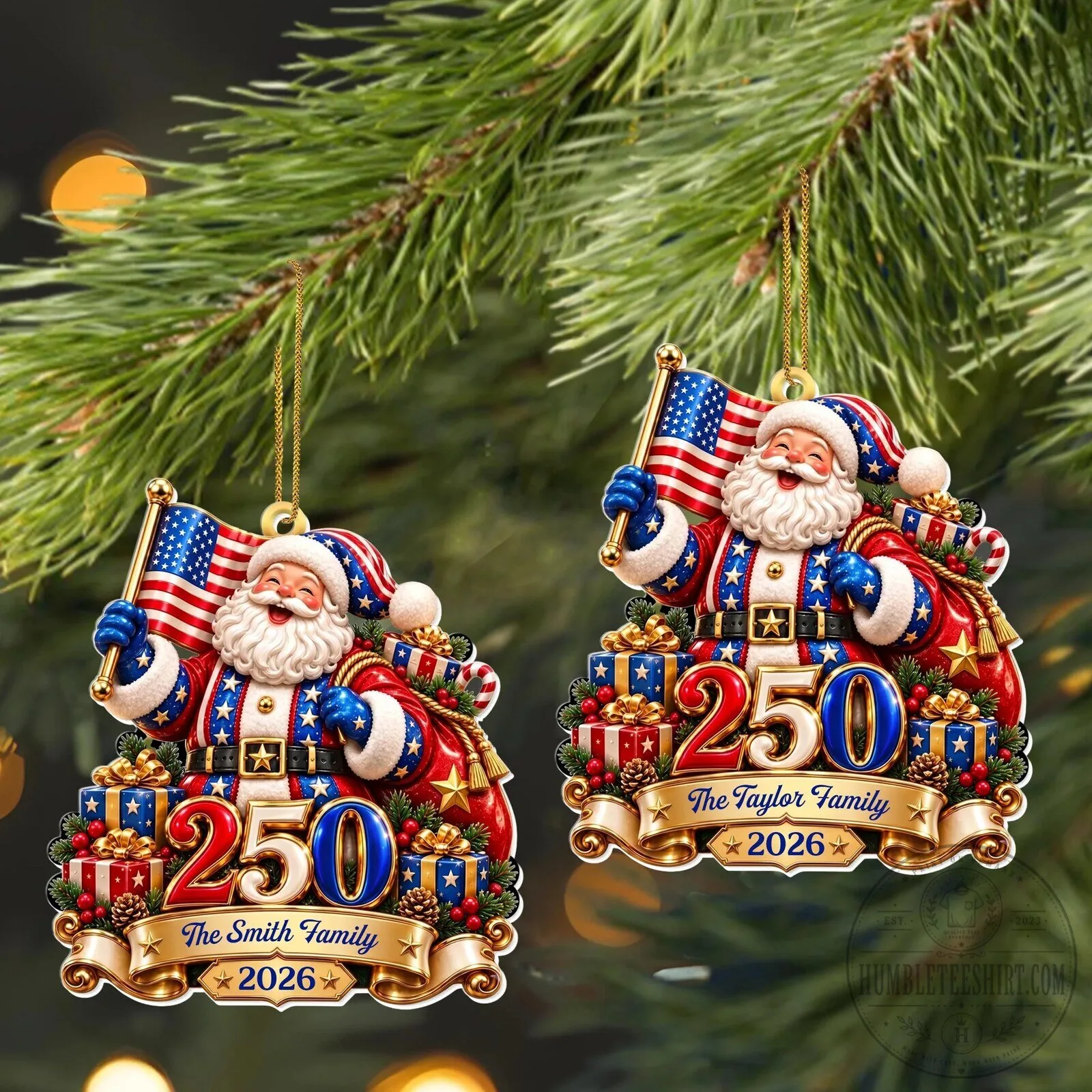Personalized Patriotic Santa Claus American Flag Christmas Tree Ornament 16 Personalized Patriotic Santa Claus American Flag Christmas Tree Ornament