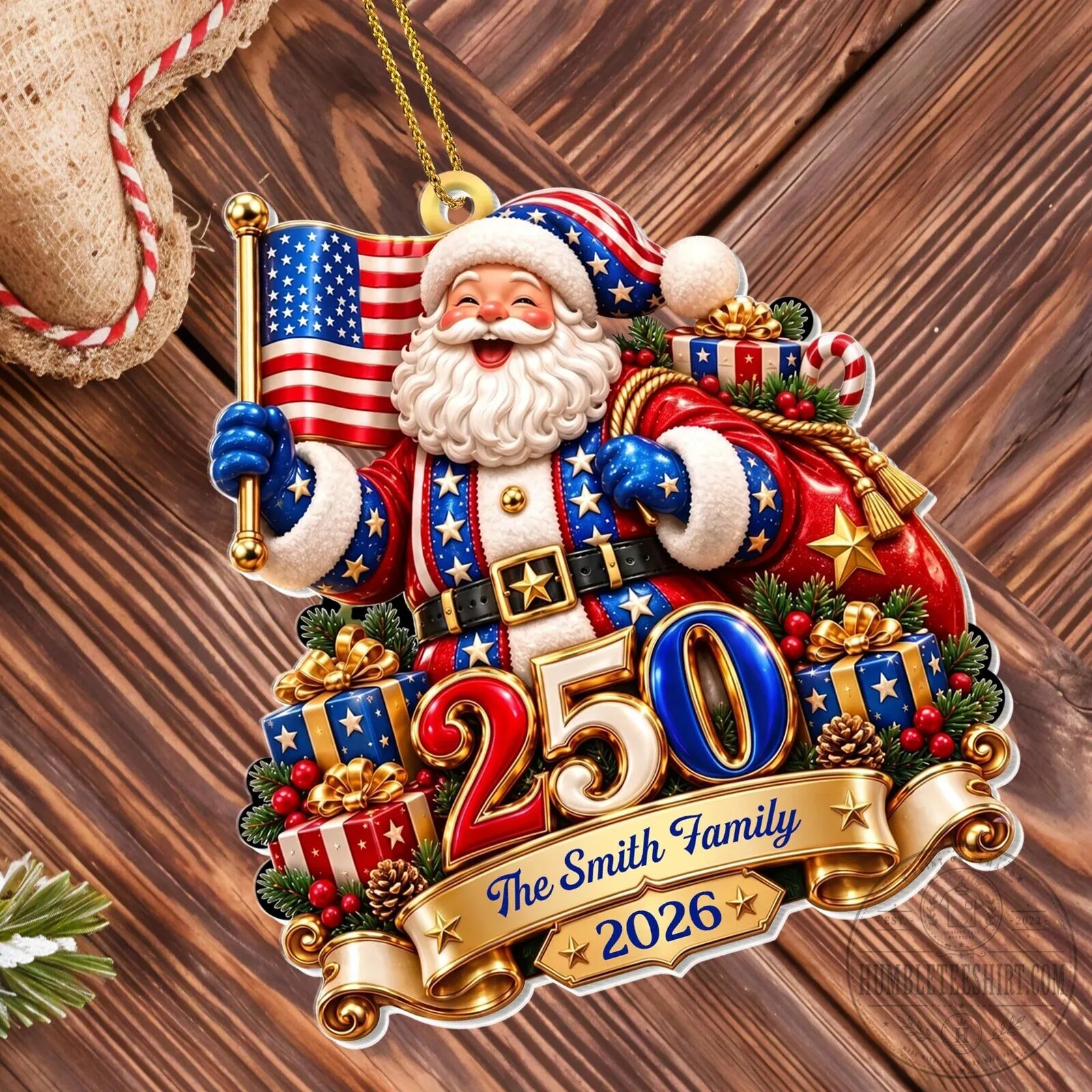 Personalized Patriotic Santa Claus American Flag Christmas Tree Ornament 18 Personalized Patriotic Santa Claus American Flag Christmas Tree Ornament