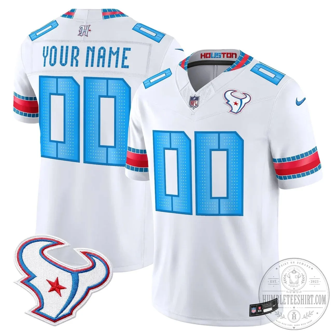 Houston Texans Custom White NFL Football Jersey