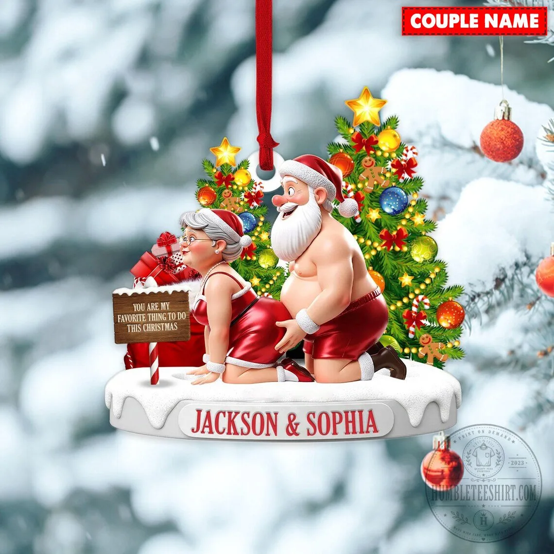 Personalized Funny Santa Claus Couple Christmas Tree Ornament