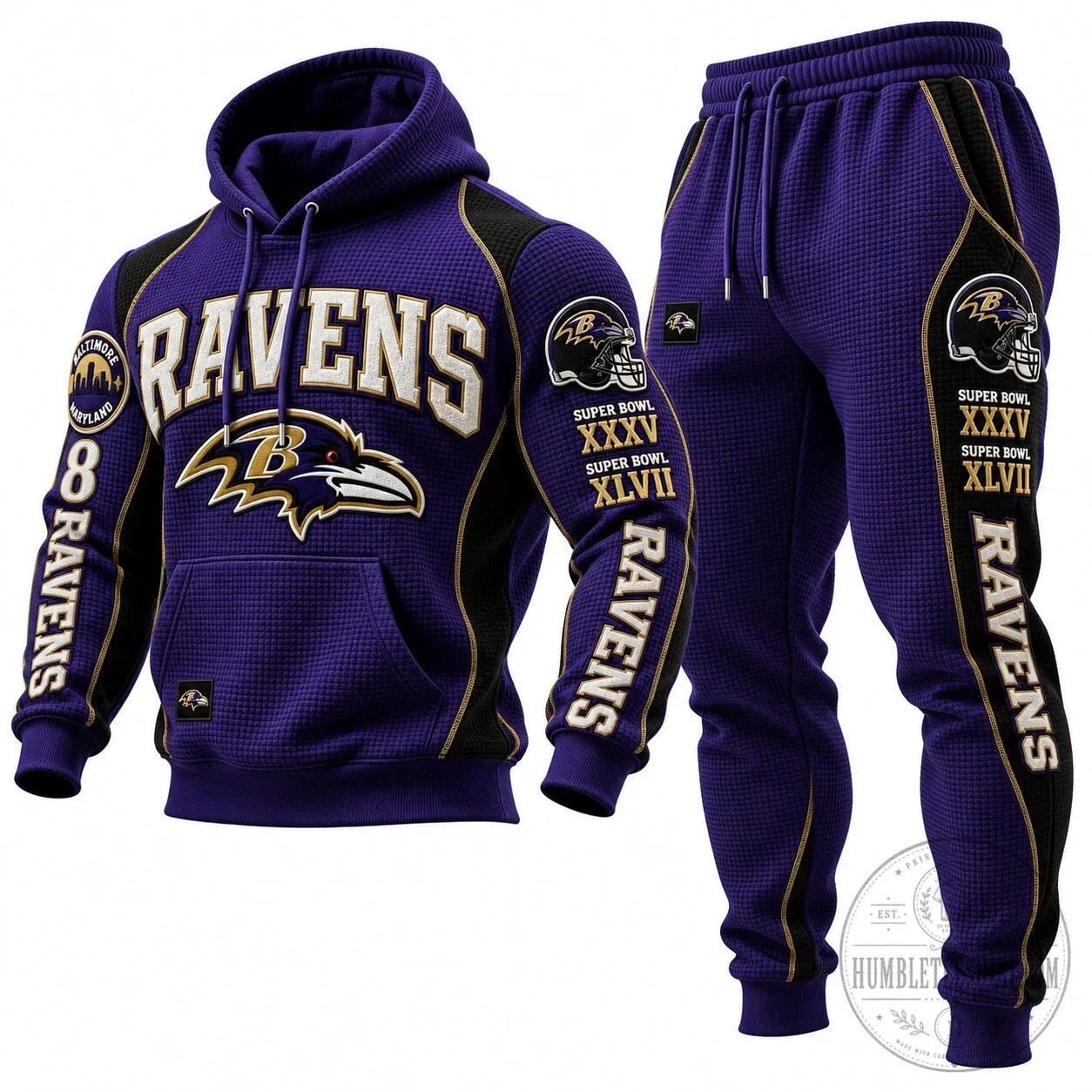 Baltimore Ravens Super Bowl Champions Waffle Knit Hoodie