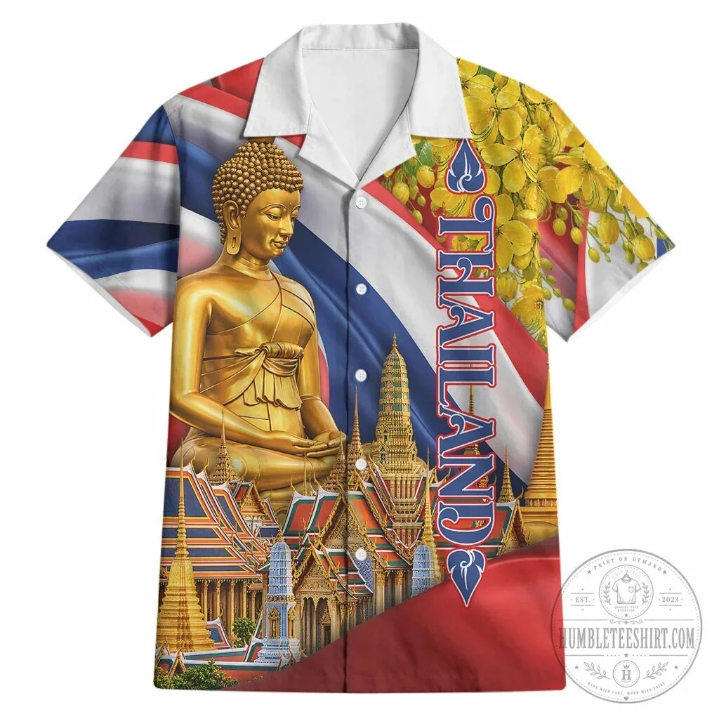 Thailand Golden Buddha Elephant Temple Garuda Art Hawaiian Shirt 9 Thailand Golden Buddha Elephant Temple Garuda Art Hawaiian Shirt