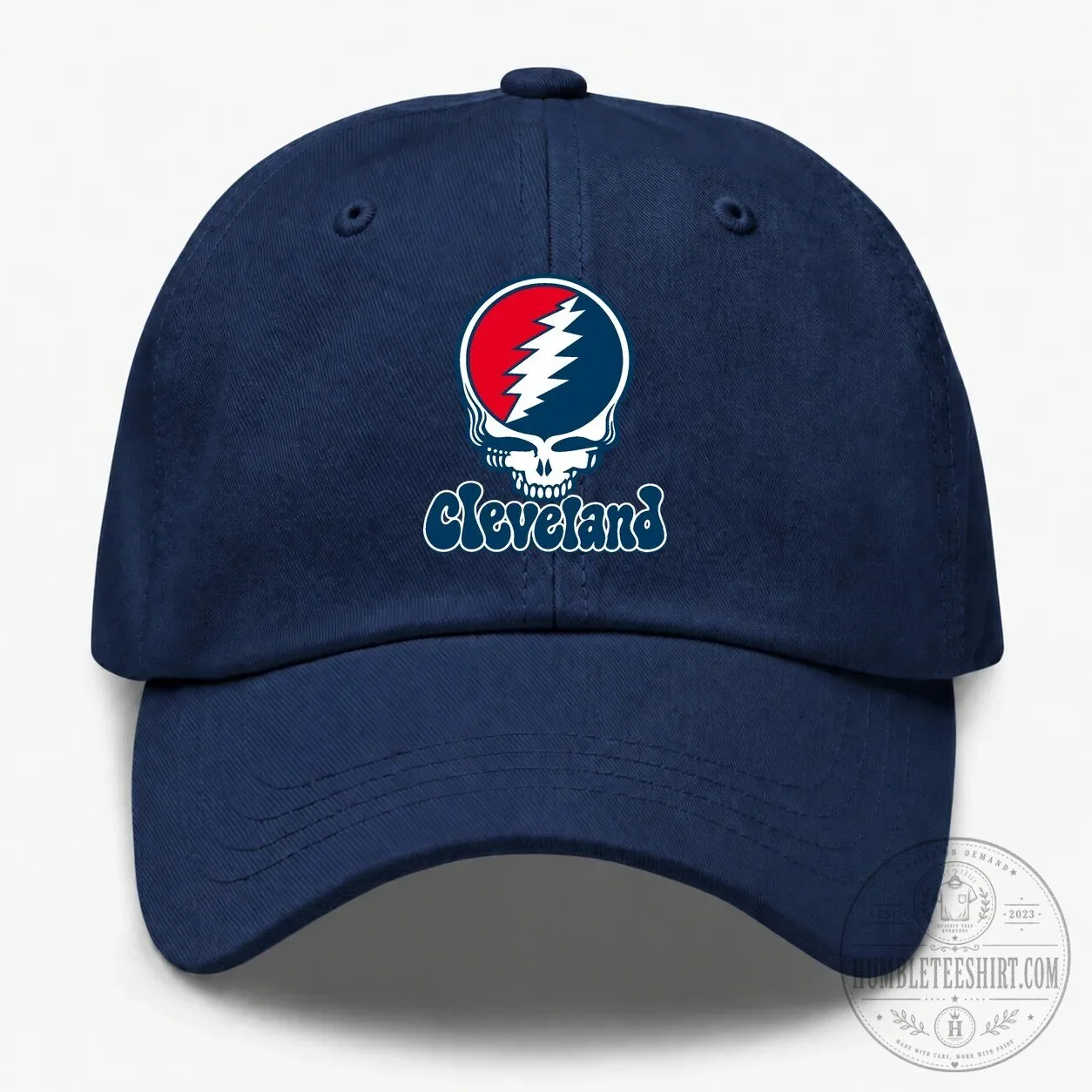Cleveland Baseball Grateful Dead Steal Your Face Skull Navy Blue Cap Hat