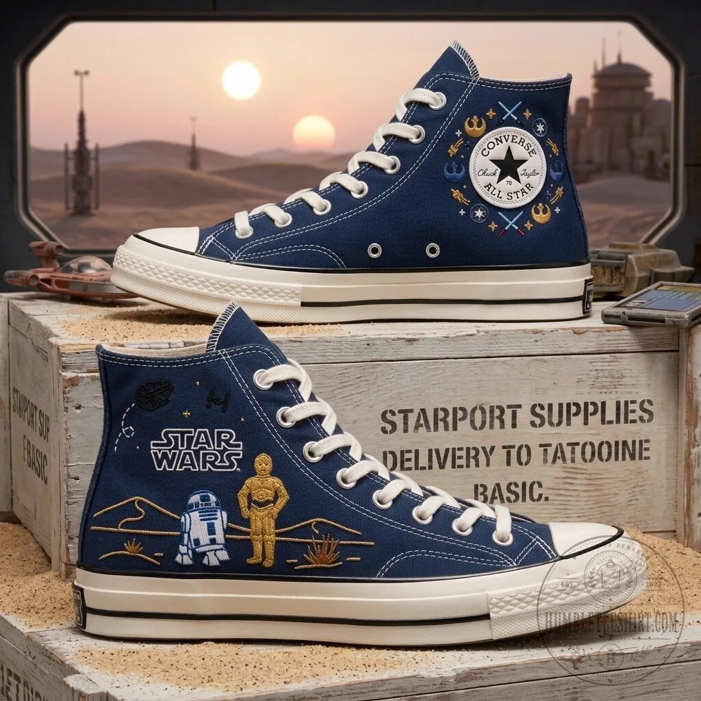 Converse Chuck Taylor All Star High-Top Shoes with Star Wars Embroidery 10 Converse Chuck Taylor All Star High-Top Shoes with Star Wars Embroidery