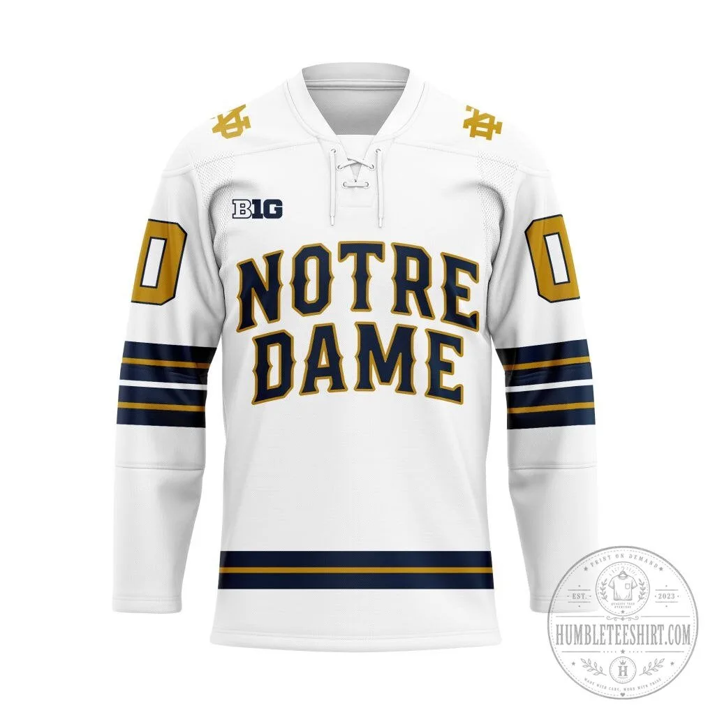 Notre Dame Fighting Irish College Sports Fan White Hockey Jersey