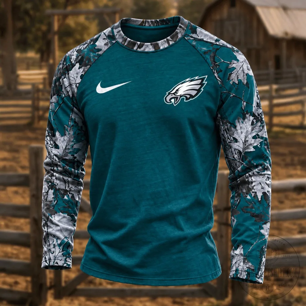 Philadelphia Eagles Camouflage Hunting Long Sleeve Shirt for Men Philadelphia Eagles Camouflage Hunting Long Sleeve Shirt for Men