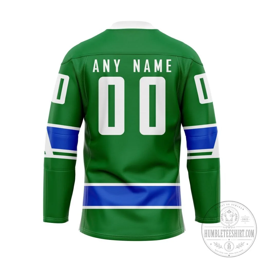Abbotsford Canucks Green and Blue Lace-Up Hockey Jersey 7 Abbotsford Canucks Green and Blue Lace-Up Hockey Jersey