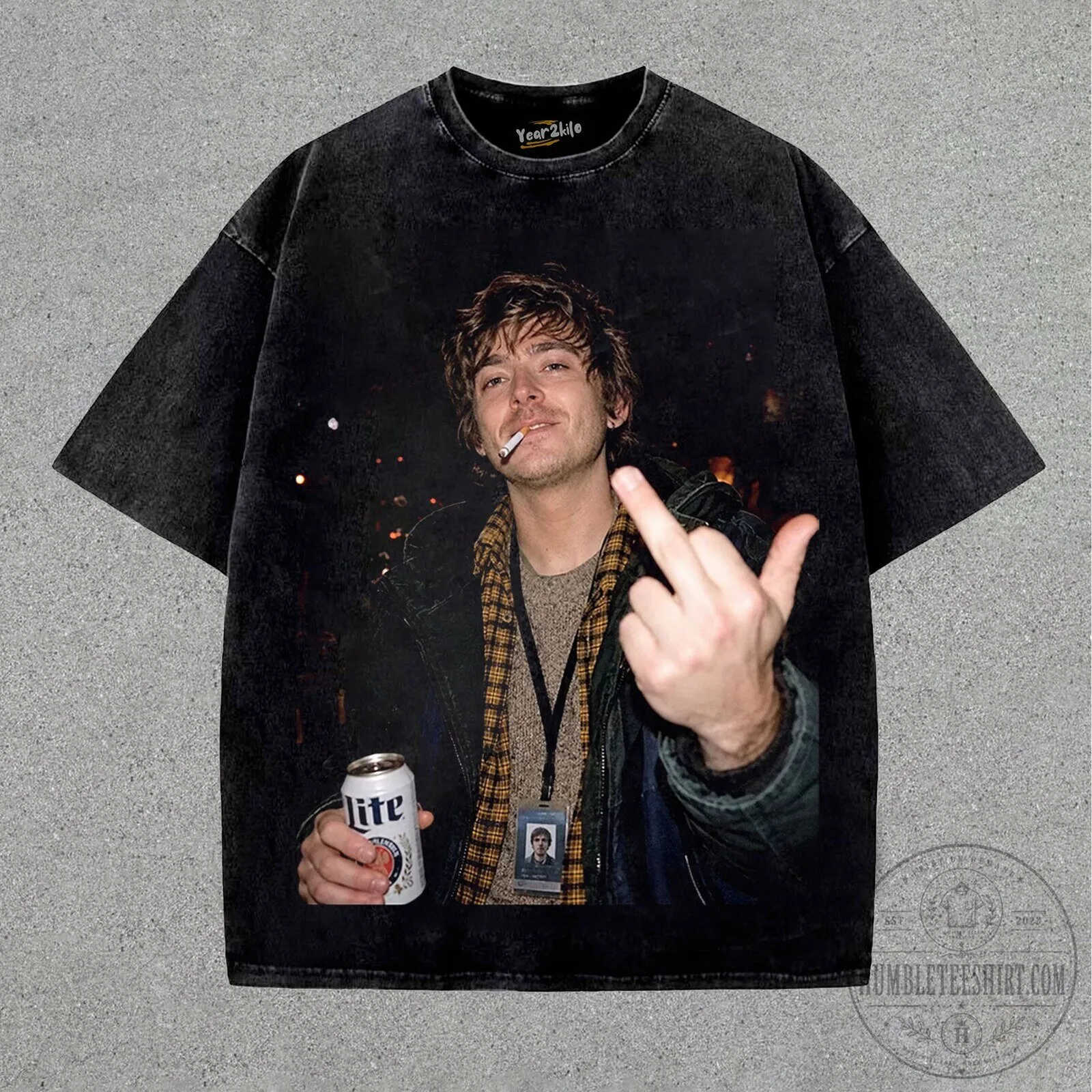Bryan 2026 Vintage Washed Black Graphic T-Shirt