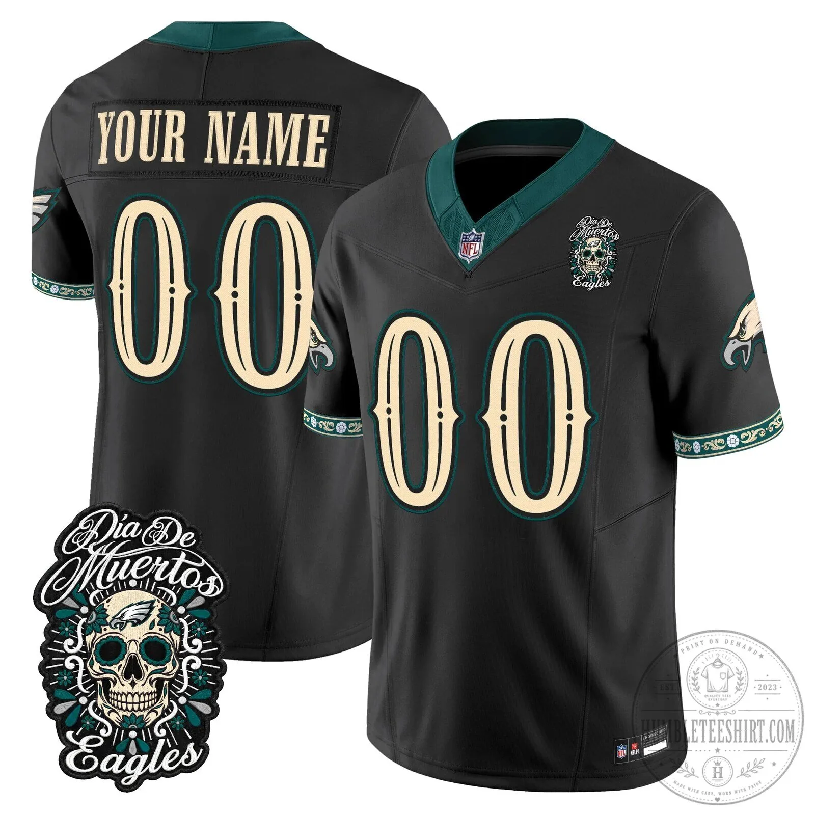 Philadelphia Eagles Dia de los Muertos Football Jersey