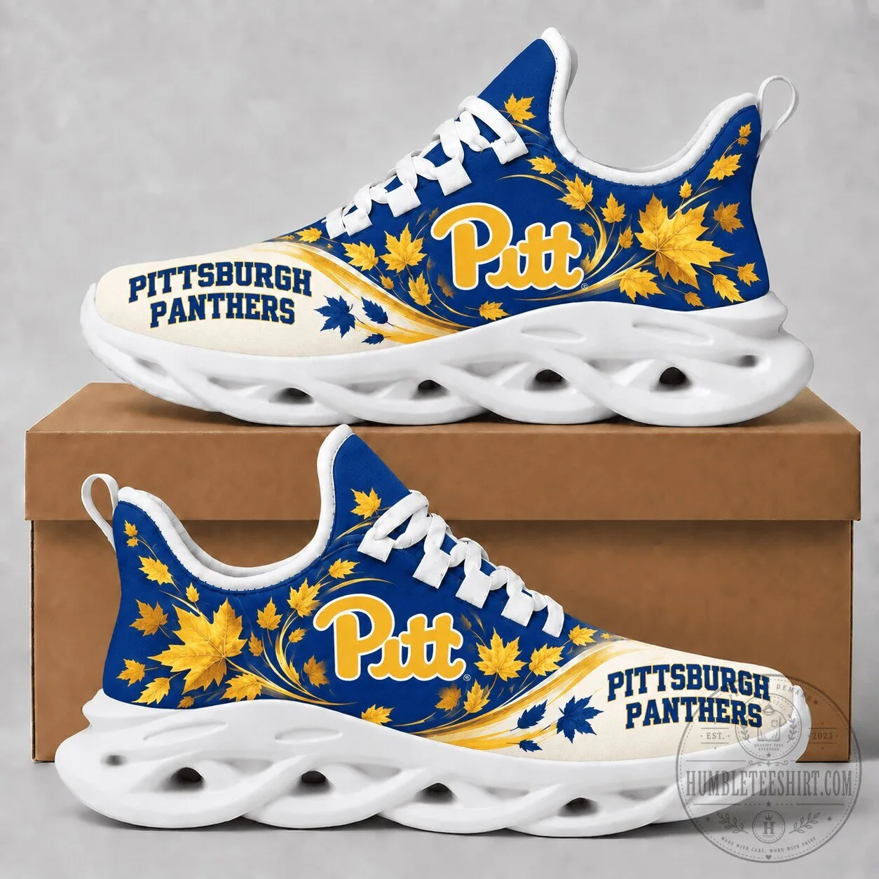 Pittsburgh Panthers Fall Maple Leaves Chunky Sneakers