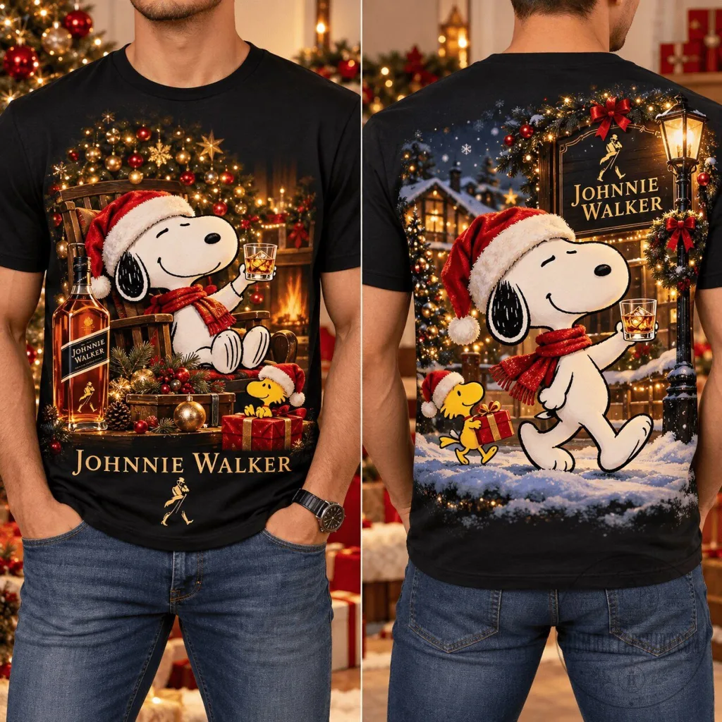 Johnnie Walker Snoopy Christmas Holiday T-Shirt Johnnie Walker Snoopy Christmas Holiday T-Shirt