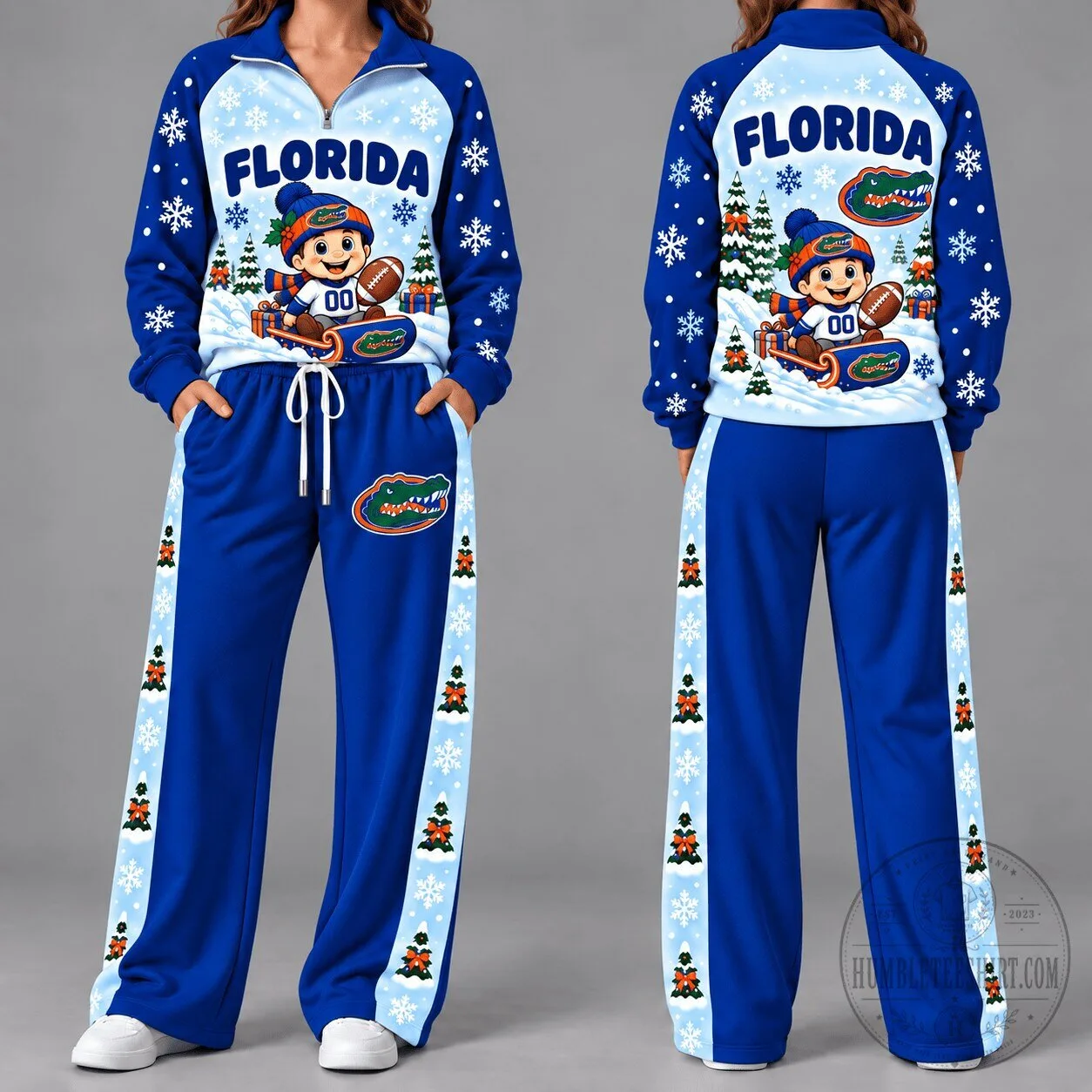 Florida Gators Christmas Winter Snowflakes Quarter Zip Hoodie
