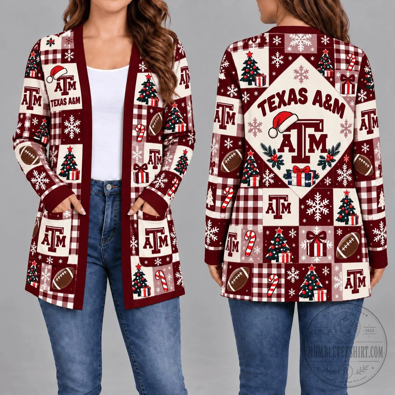 Texas A&M Aggies Christmas Holiday Ugly Sweater Style Cardigan 1 Texas A&M Aggies Christmas Holiday Ugly Sweater Style Cardigan