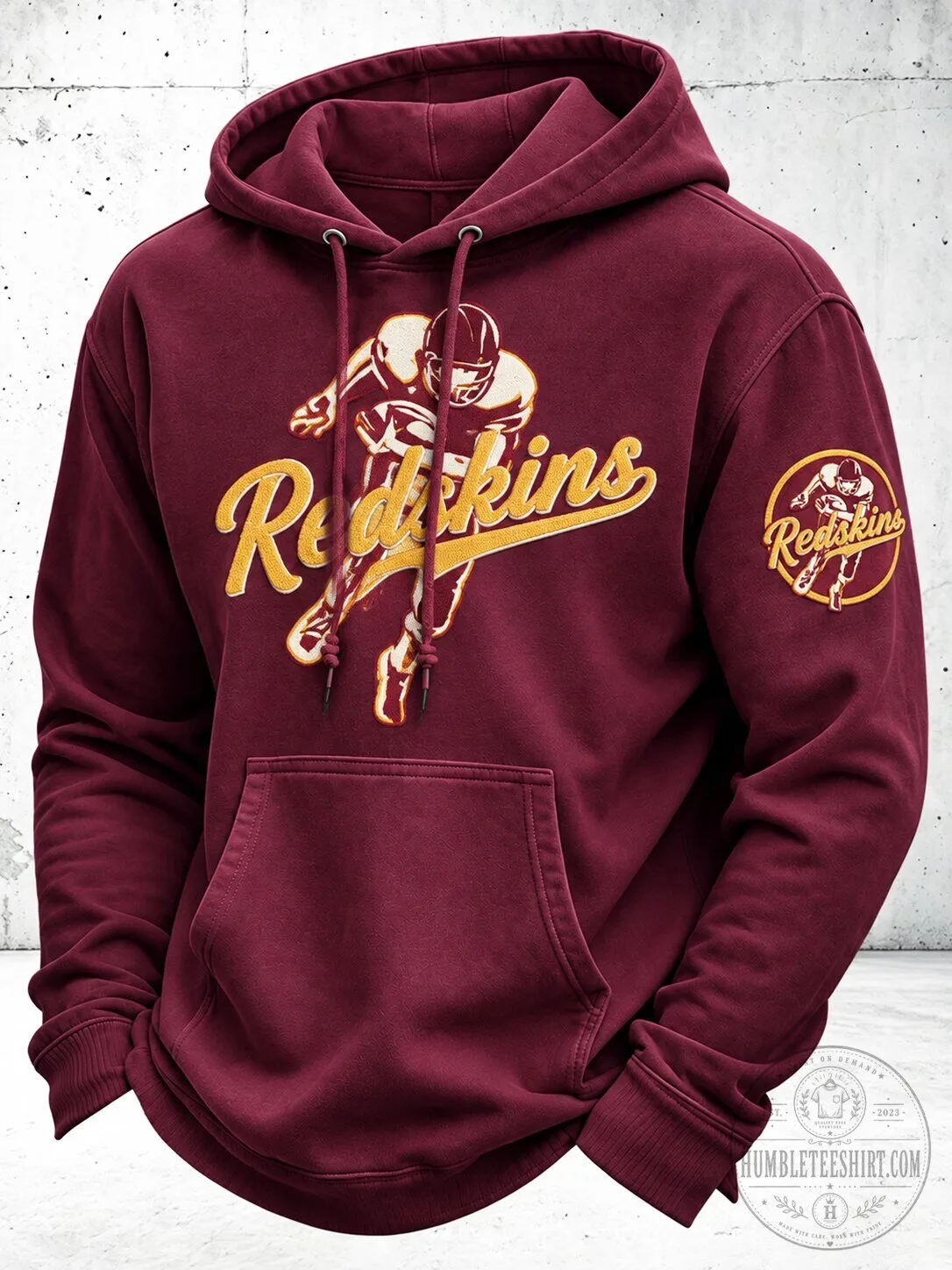 Washington Redskins Vintage Football Team Logo Maroon Hoodie for Men