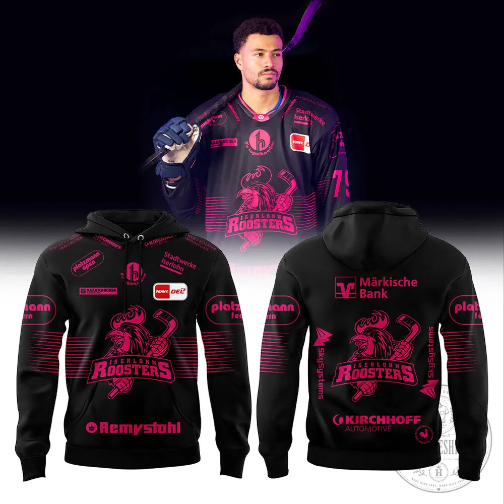 Iserlohn Roosters Pink The Rink Limited Edition Hockey Fan Hoodie