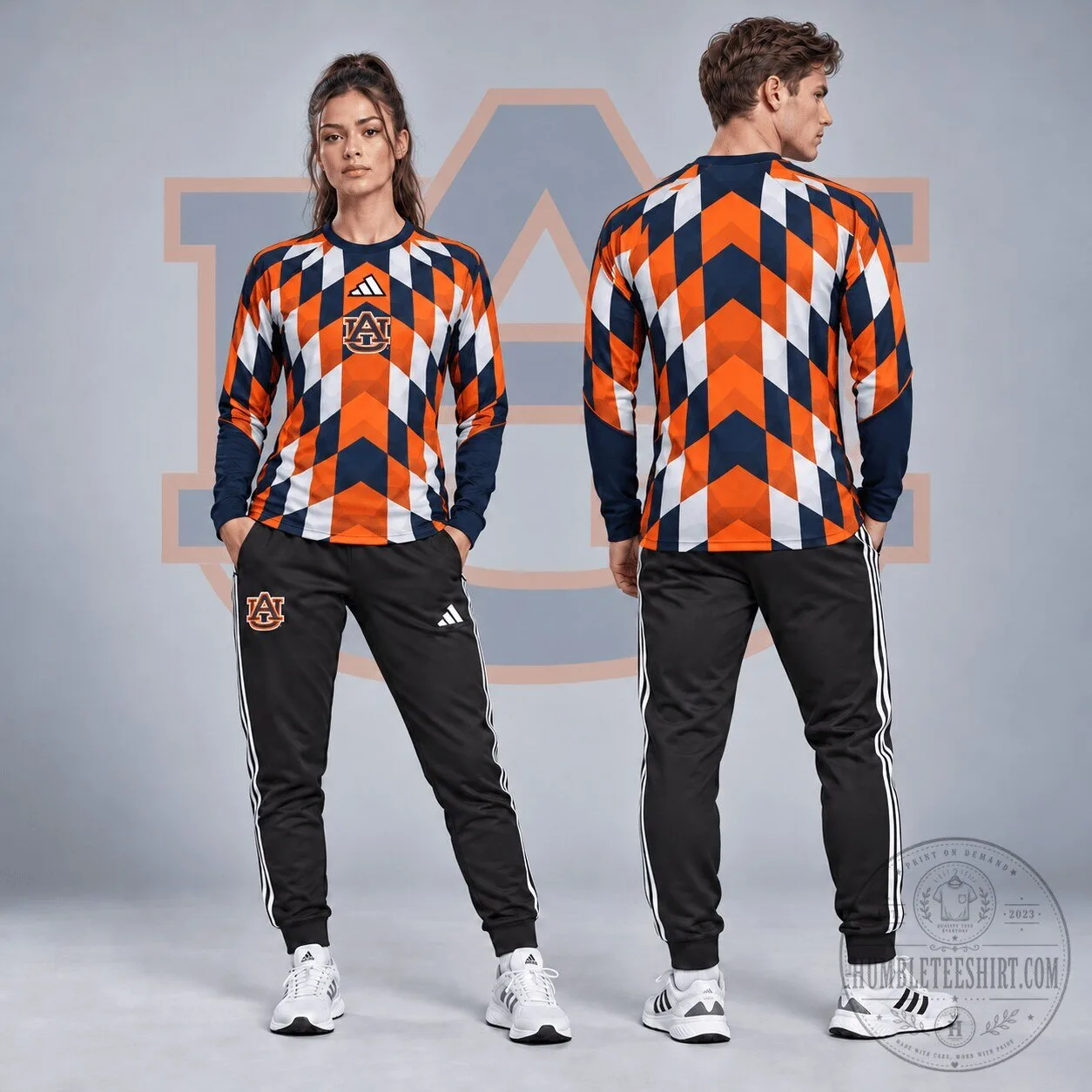 Auburn Tigers Diamond Chevron Pattern Long Sleeve Performance Shirt