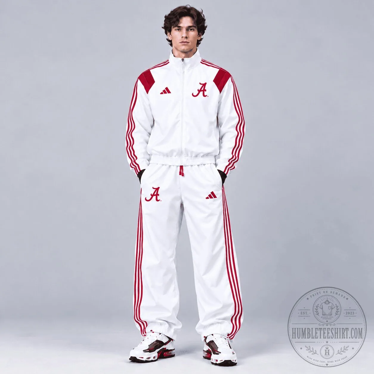 Alabama Crimson Tide Adidas White and Red Track Jacket