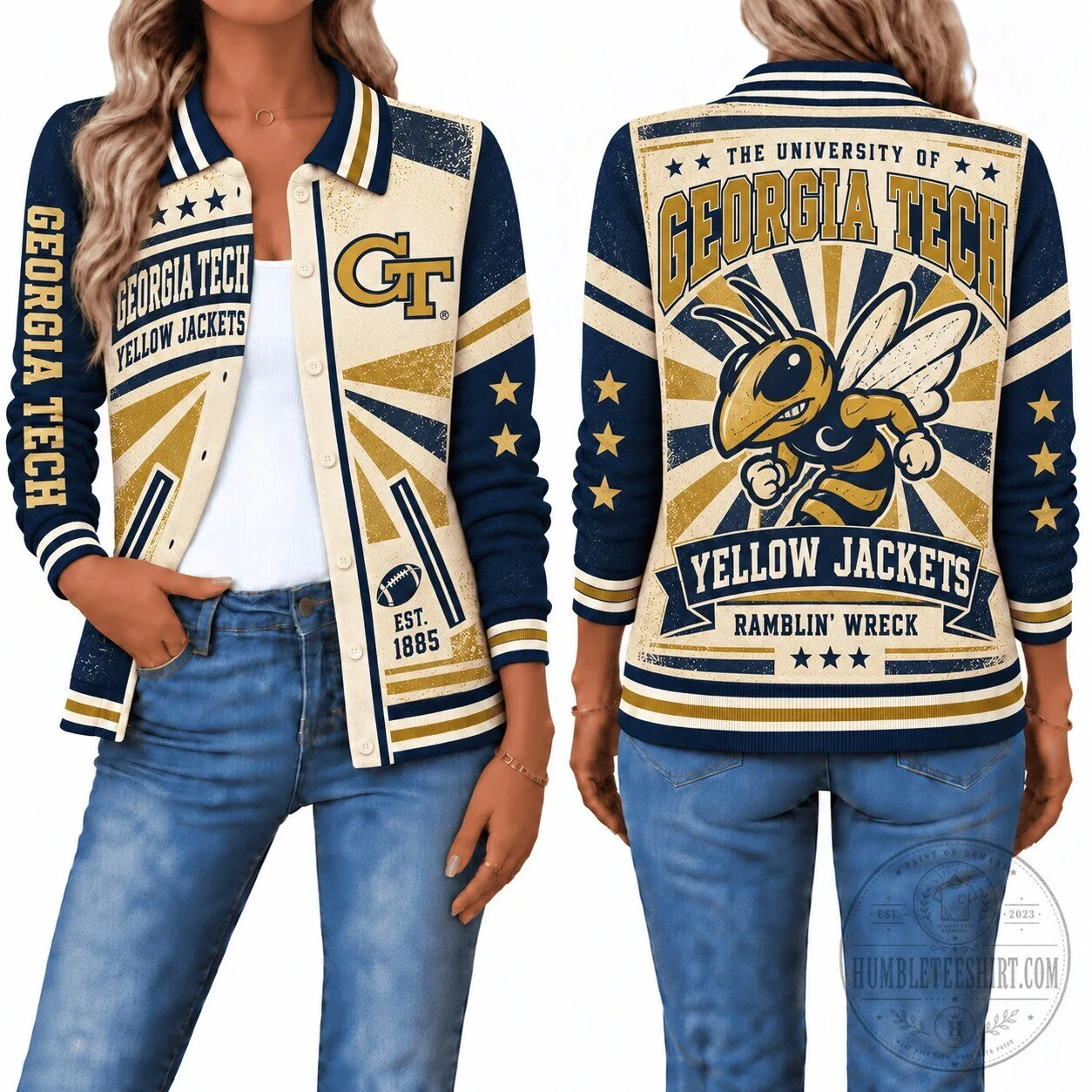 Georgia Tech Yellow Jackets College Football Team Bomber Jacket for Women
