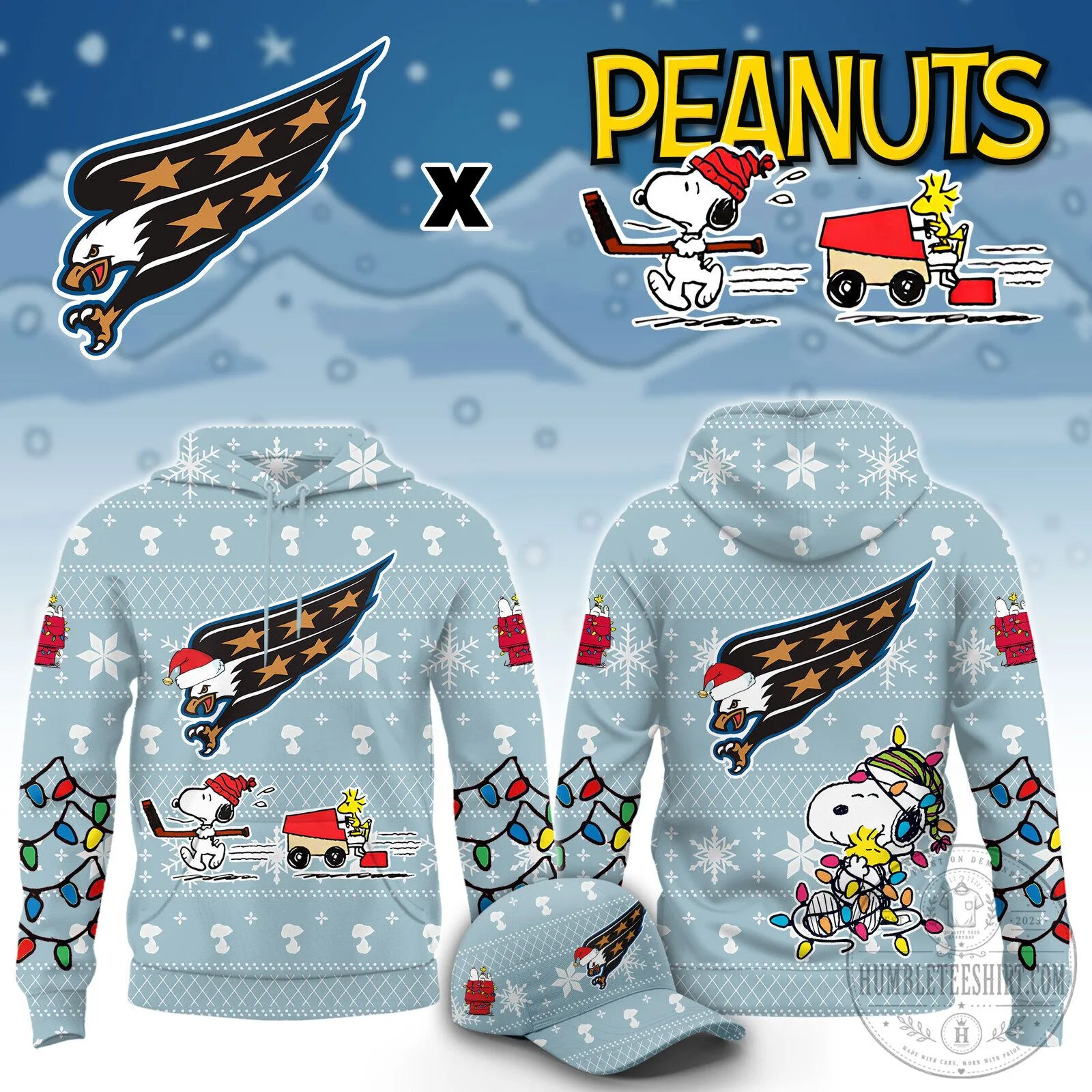 Washington Capitals Peanuts Snoopy Christmas Holiday Light Blue Hoodie 5 Washington Capitals Peanuts Snoopy Christmas Holiday Light Blue Hoodie
