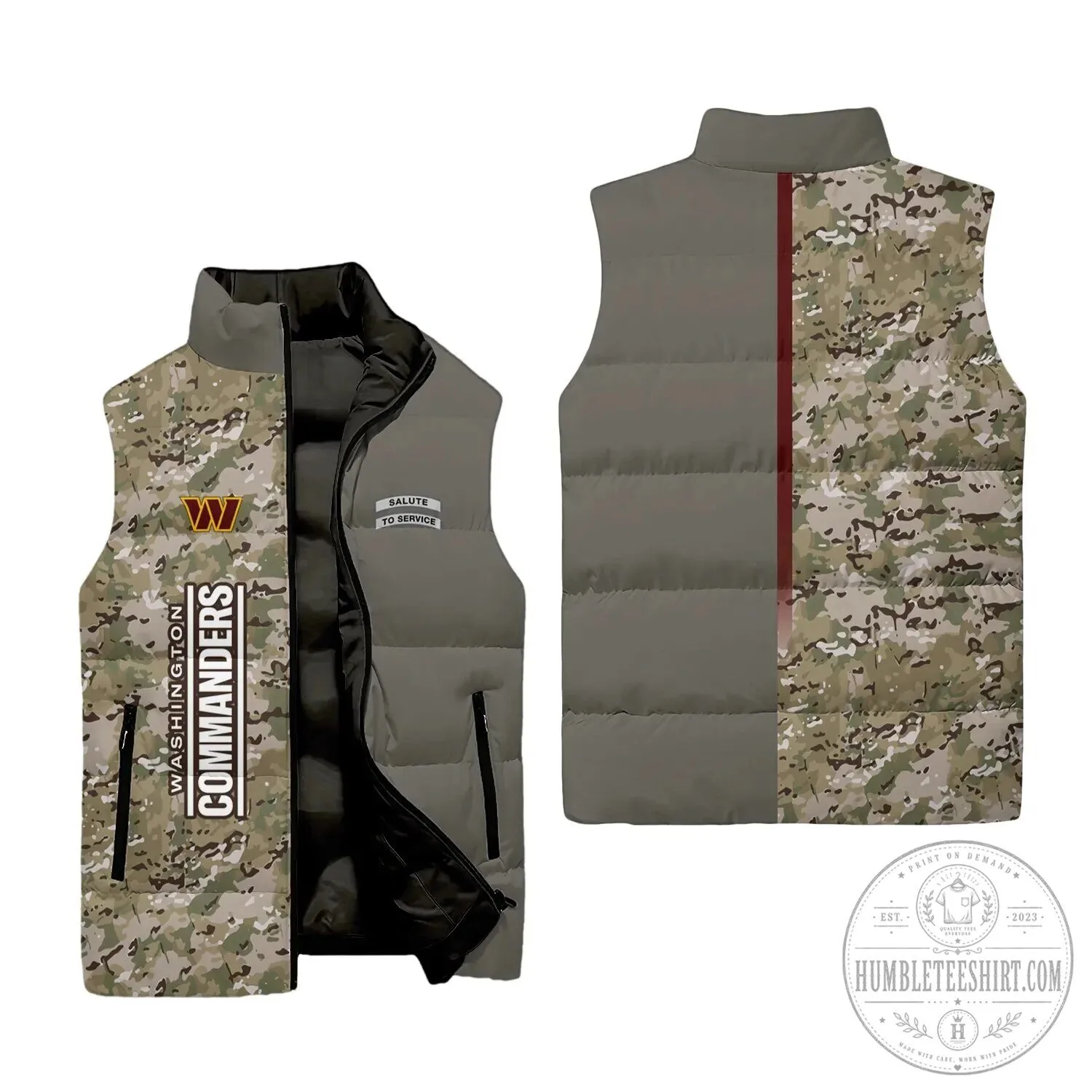 Camouflage Puffer Vest Jacket for Salute To Service by Washington Commanders 2 Camouflage Puffer Vest Jacket for Salute To Service by Washington Commanders