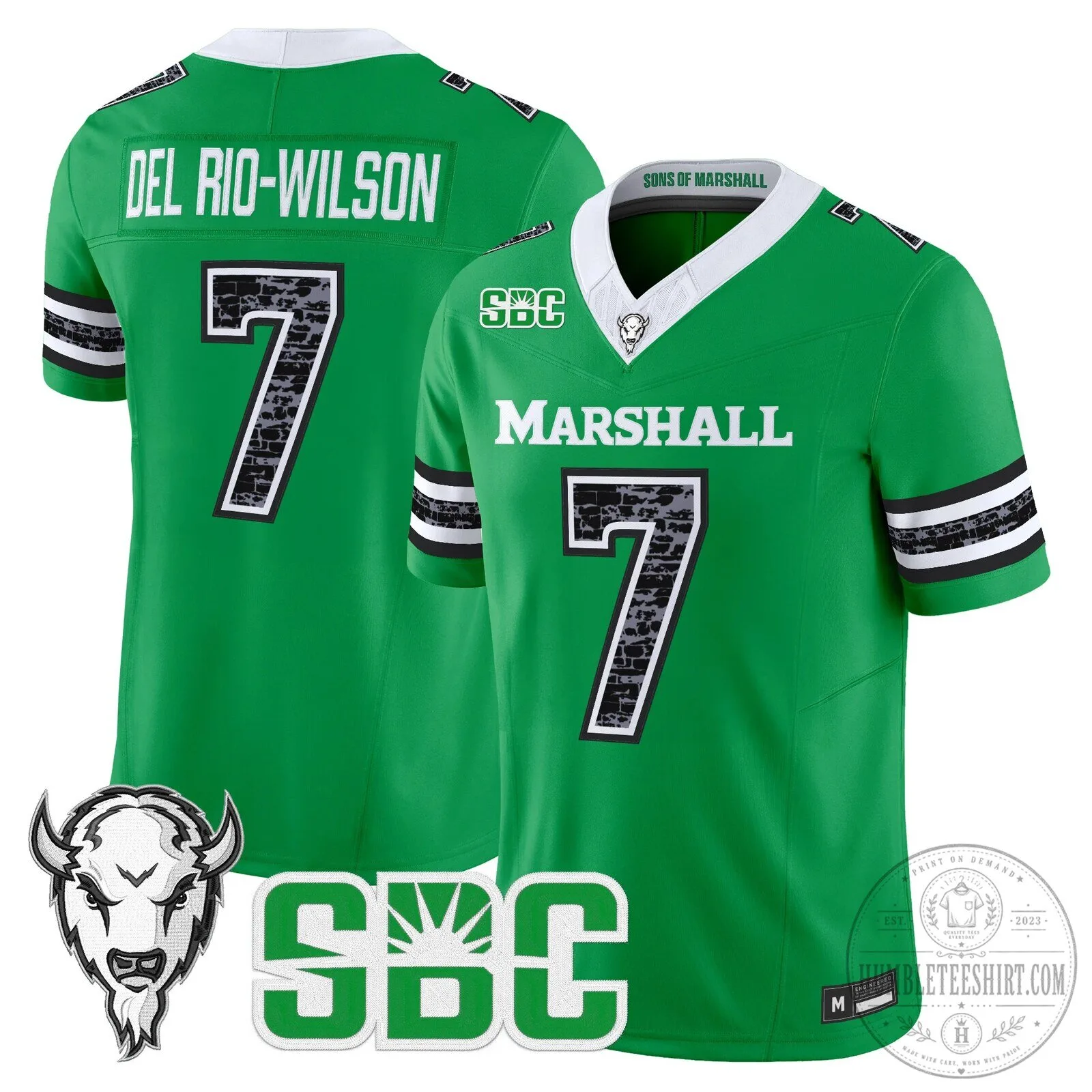 Marshall Thundering Herd Del Rio-Wilson Football Jersey Green