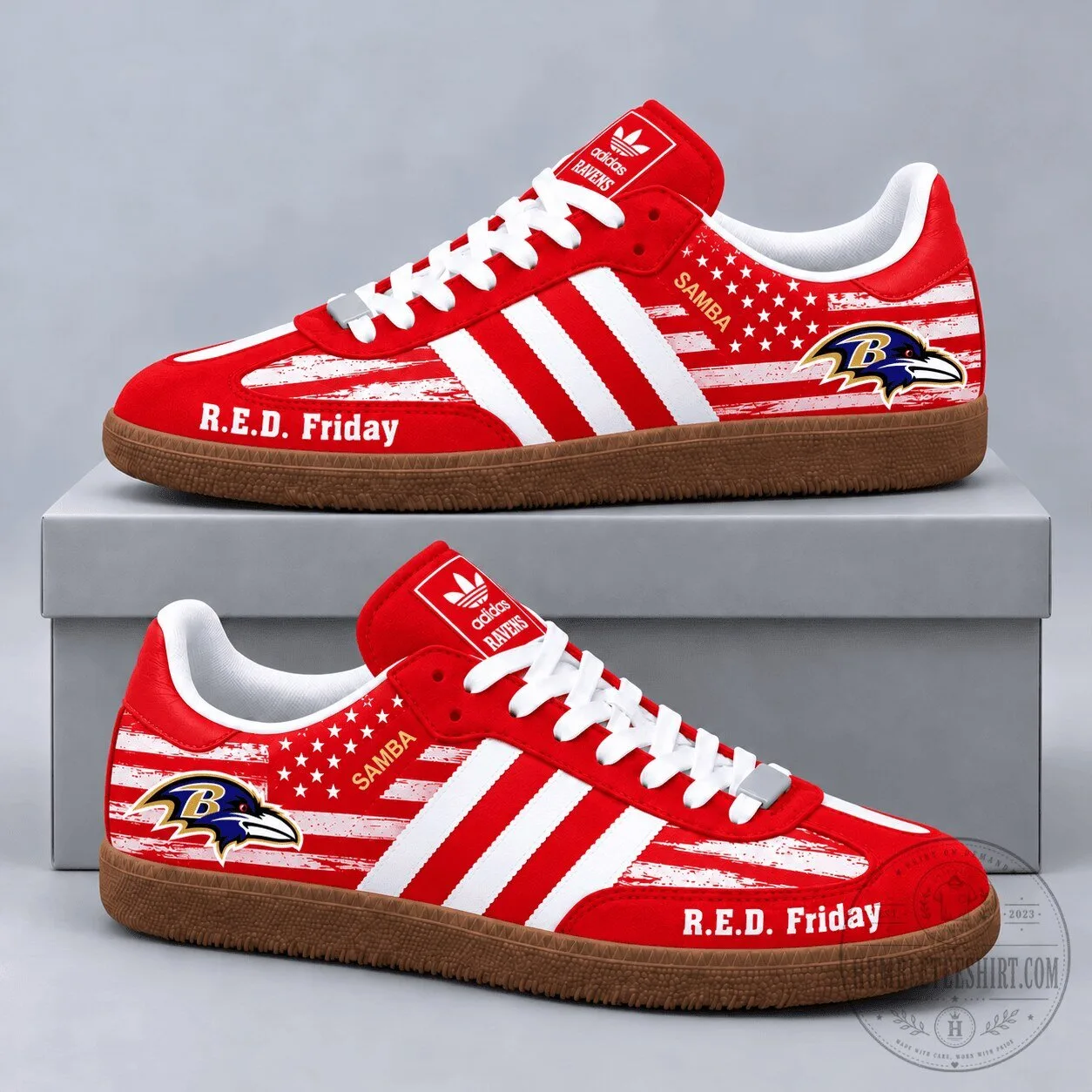 Baltimore Ravens R.E.D. Friday American Flag Samba OG Shoes Military Tribute Sneakers 5 Baltimore Ravens R.E.D. Friday American Flag Samba OG Shoes Military Tribute Sneakers