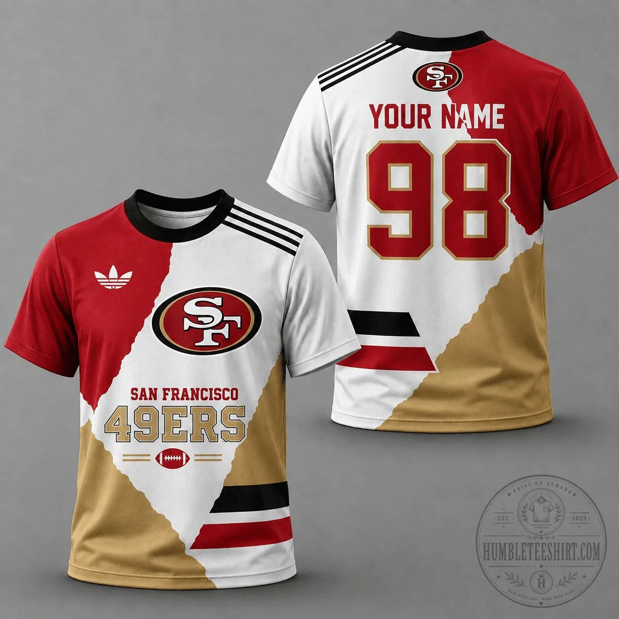 San Francisco 49ers Split Color Football Team T-Shirt