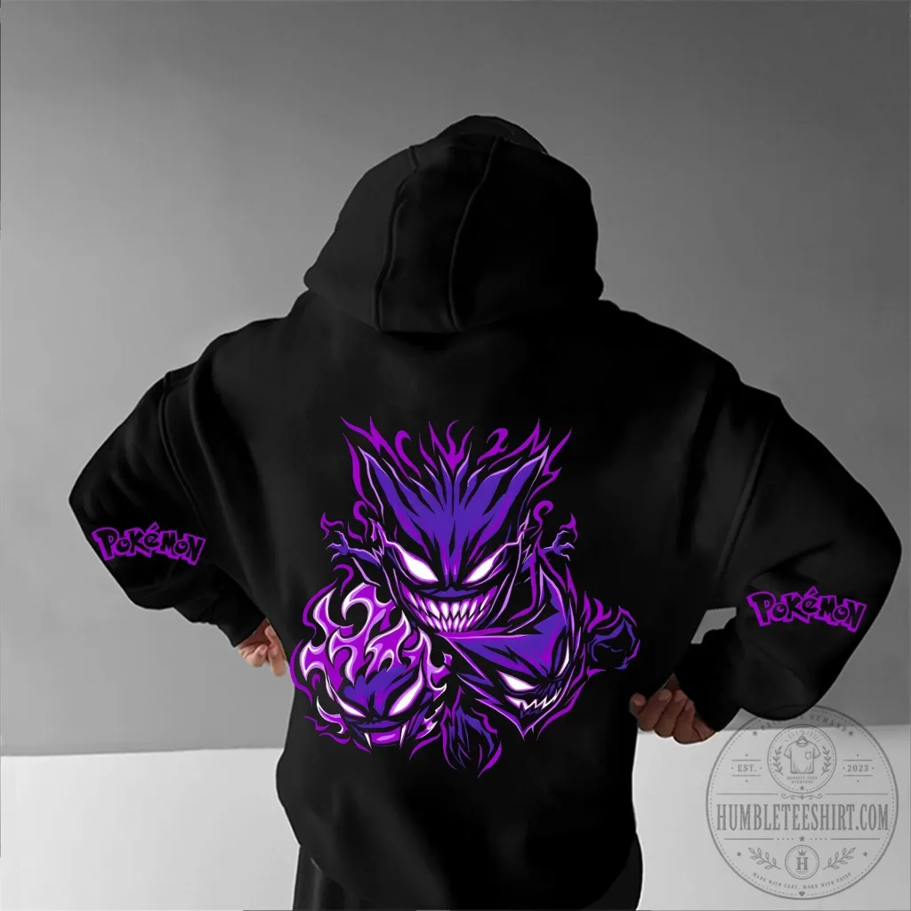Pokemon Gengar Haunter Gastly Ghost Type Hoodie Pokemon Gengar Haunter Gastly Ghost Type Hoodie