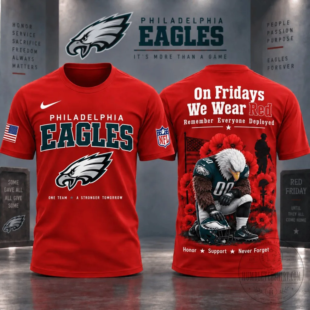Philadelphia Eagles Red Friday Remember Everyone Deployed T-Shirt Philadelphia Eagles Red Friday Remember Everyone Deployed T-Shirt