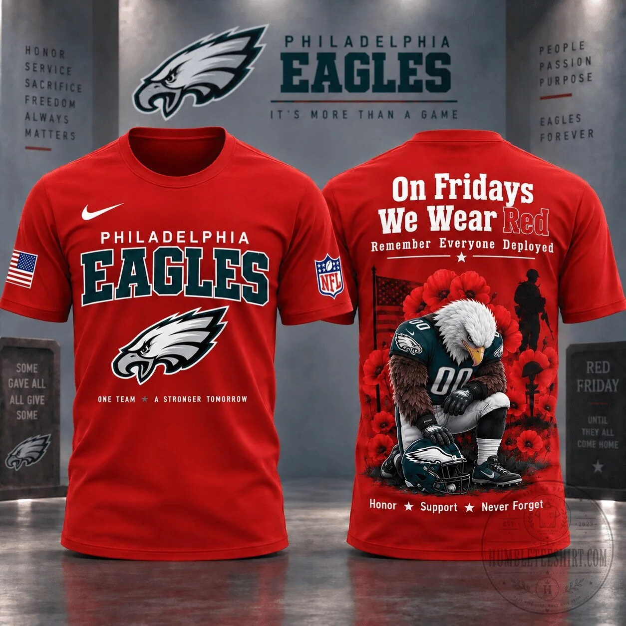 Philadelphia Eagles Red Friday Remember Everyone Deployed T-Shirt