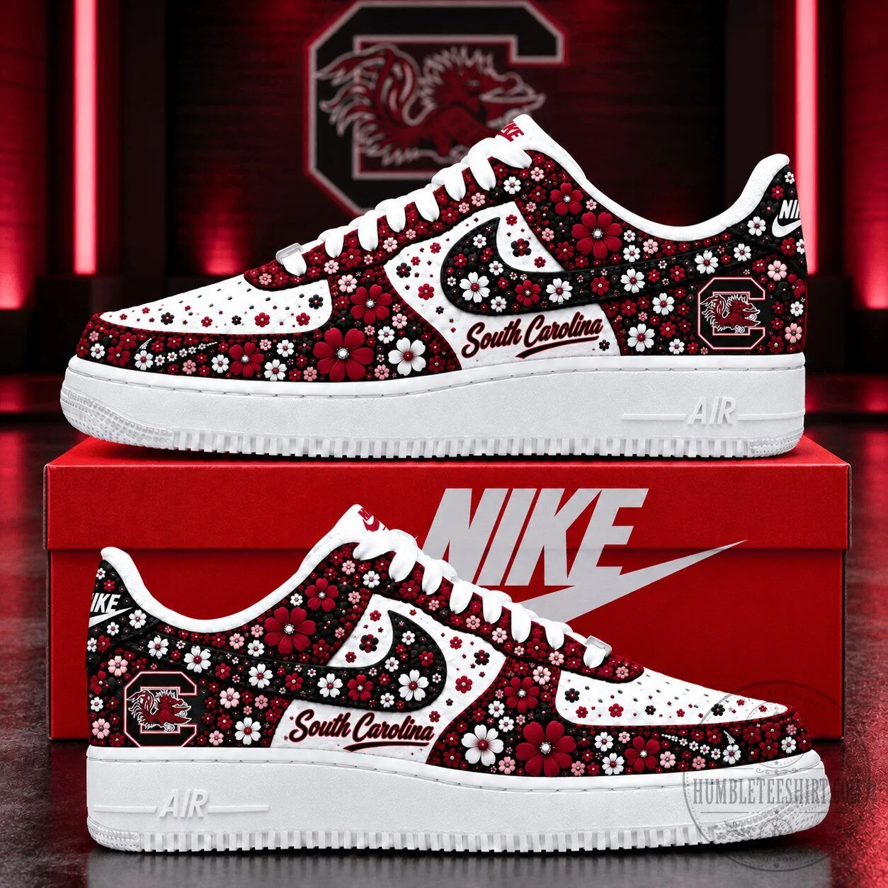 South Carolina Gamecocks Floral Print Custom Design Sneakers