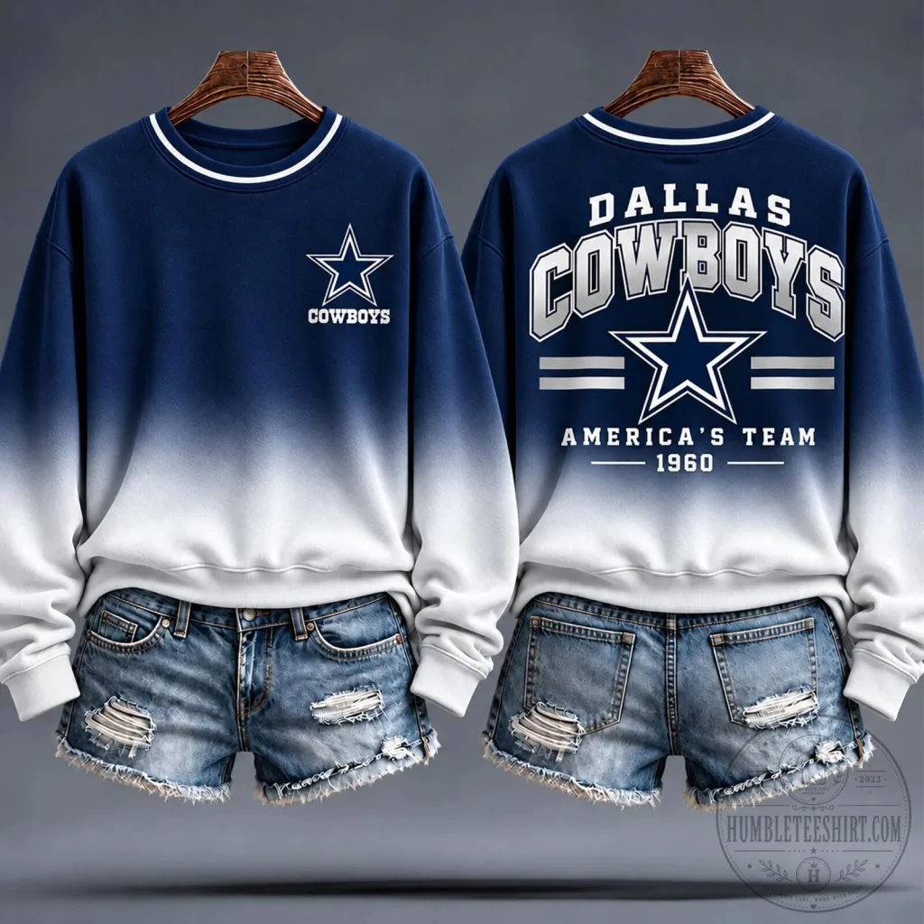 Dallas Cowboys America's Team Gradient Crewneck Sweatshirt Dallas Cowboys America's Team Gradient Crewneck Sweatshirt
