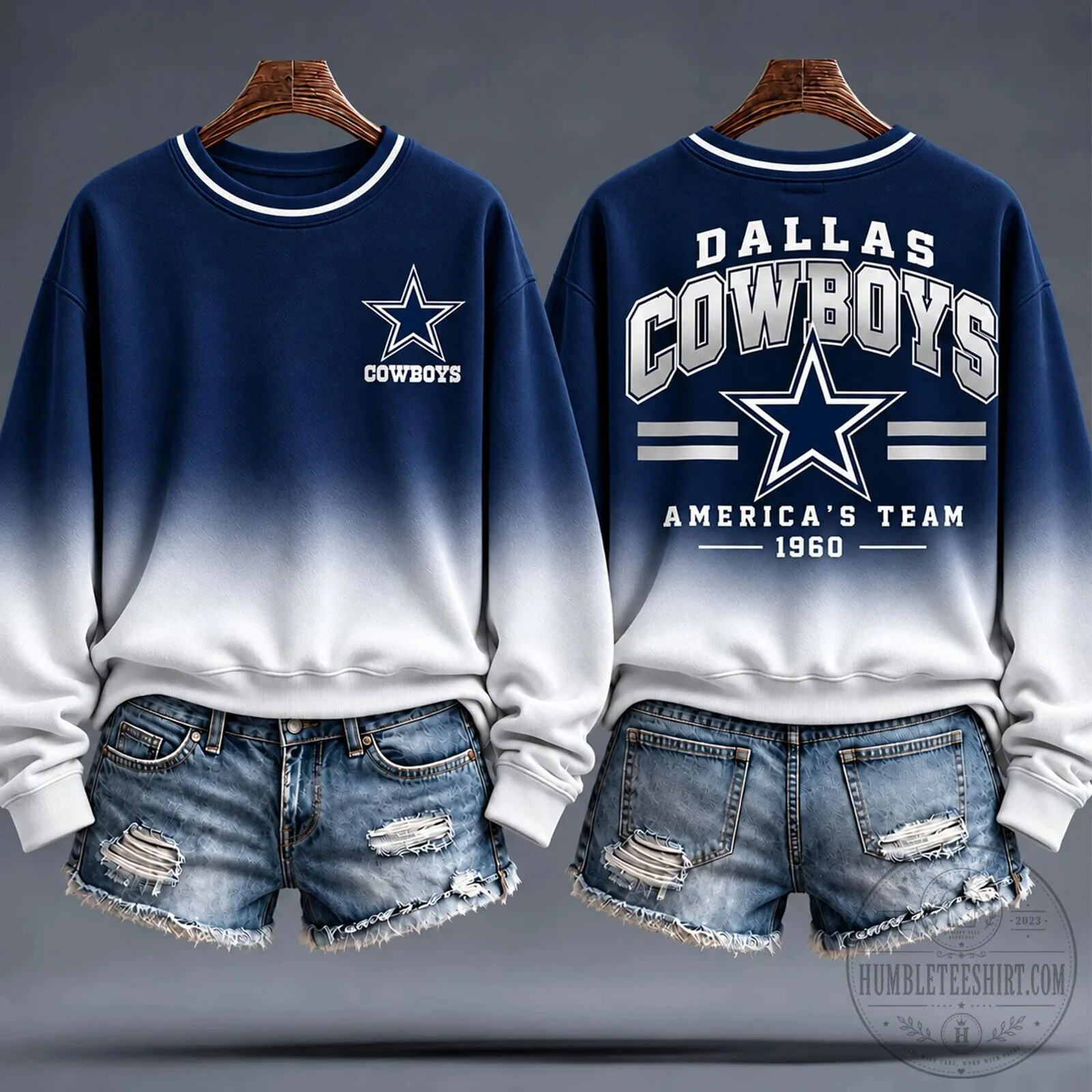 Dallas Cowboys America's Team Gradient Crewneck Sweatshirt