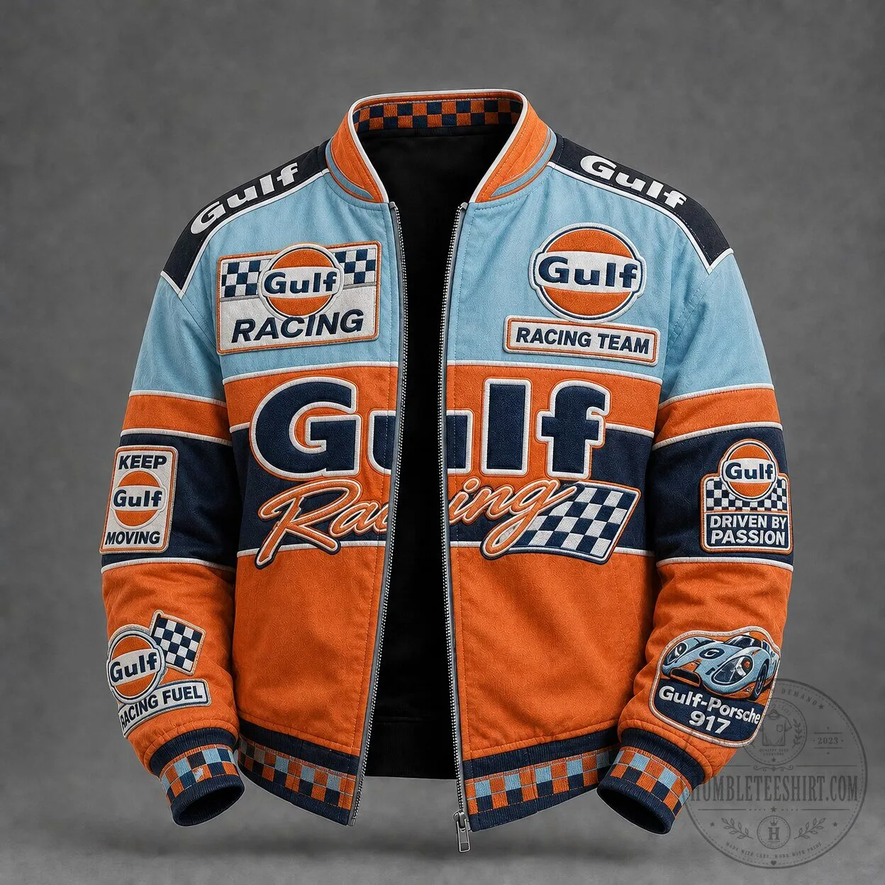 Vintage Gulf Racing Team Bomber Jacket for Men, Retro Motorsport Outerwear 6 Vintage Gulf Racing Team Bomber Jacket for Men, Retro Motorsport Outerwear
