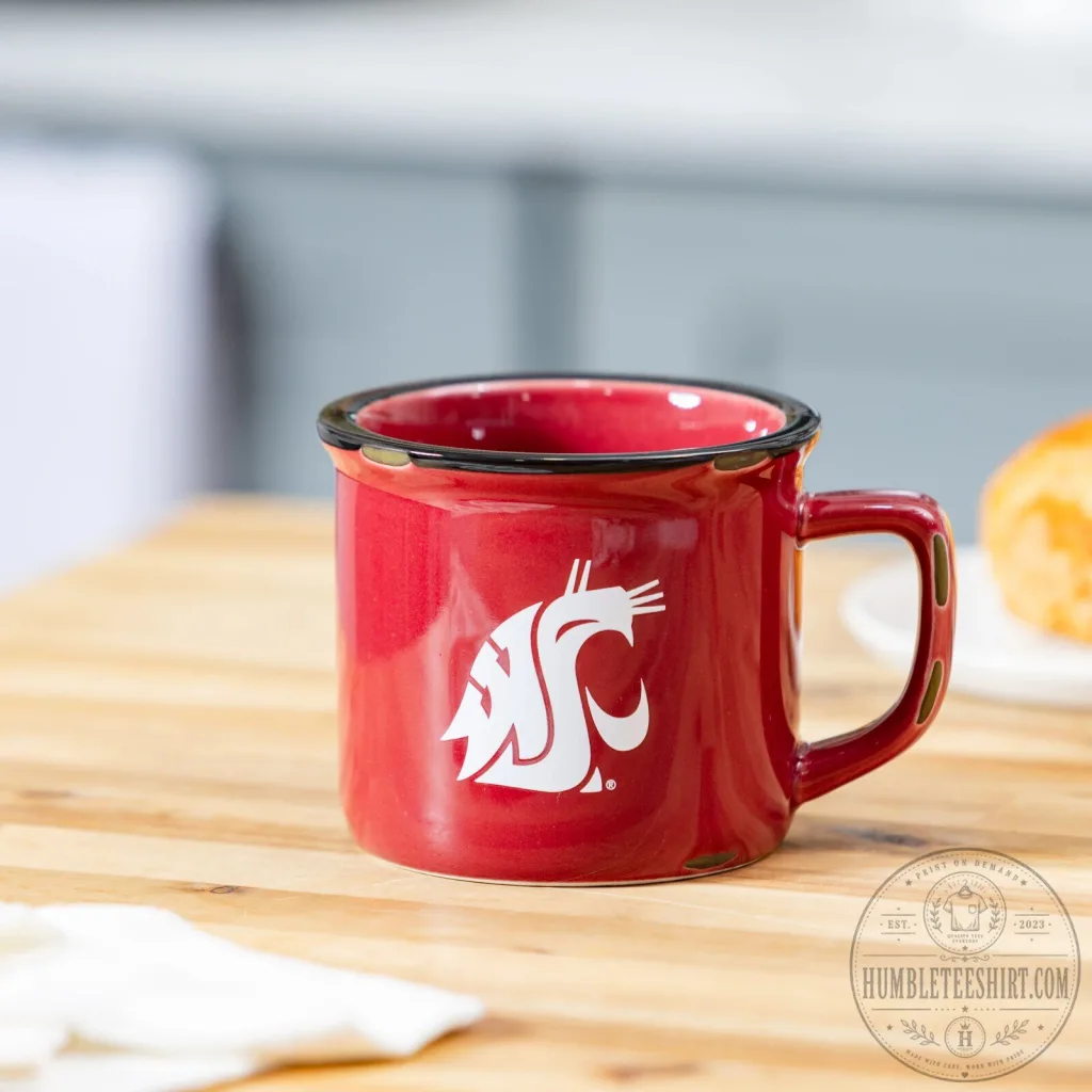 Washington State University Cougars Logo Red Enamel Camp Mug Washington State University Cougars Logo Red Enamel Camp Mug